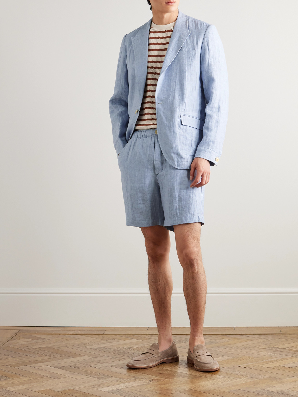 Shop Oliver Spencer Wyndhams Unstructured Linen Suit Jacket In Blue