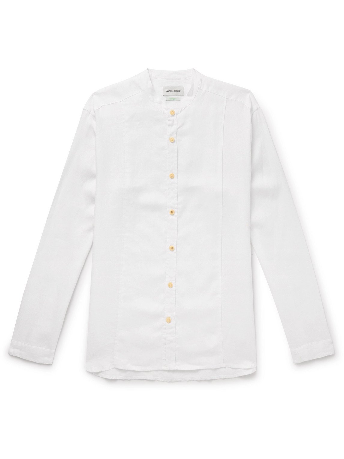 Oliver Spencer Ashcroft Grandad-collar Linen Shirt In White