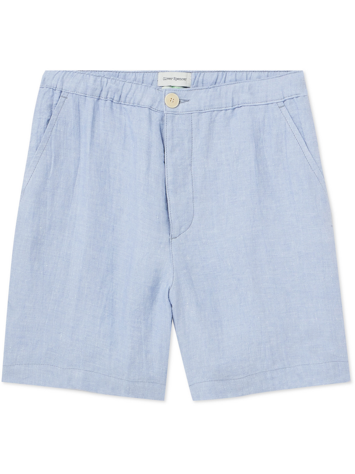 Oliver Spencer Osborne Straight-leg Linen Drawstring Shorts In Blue