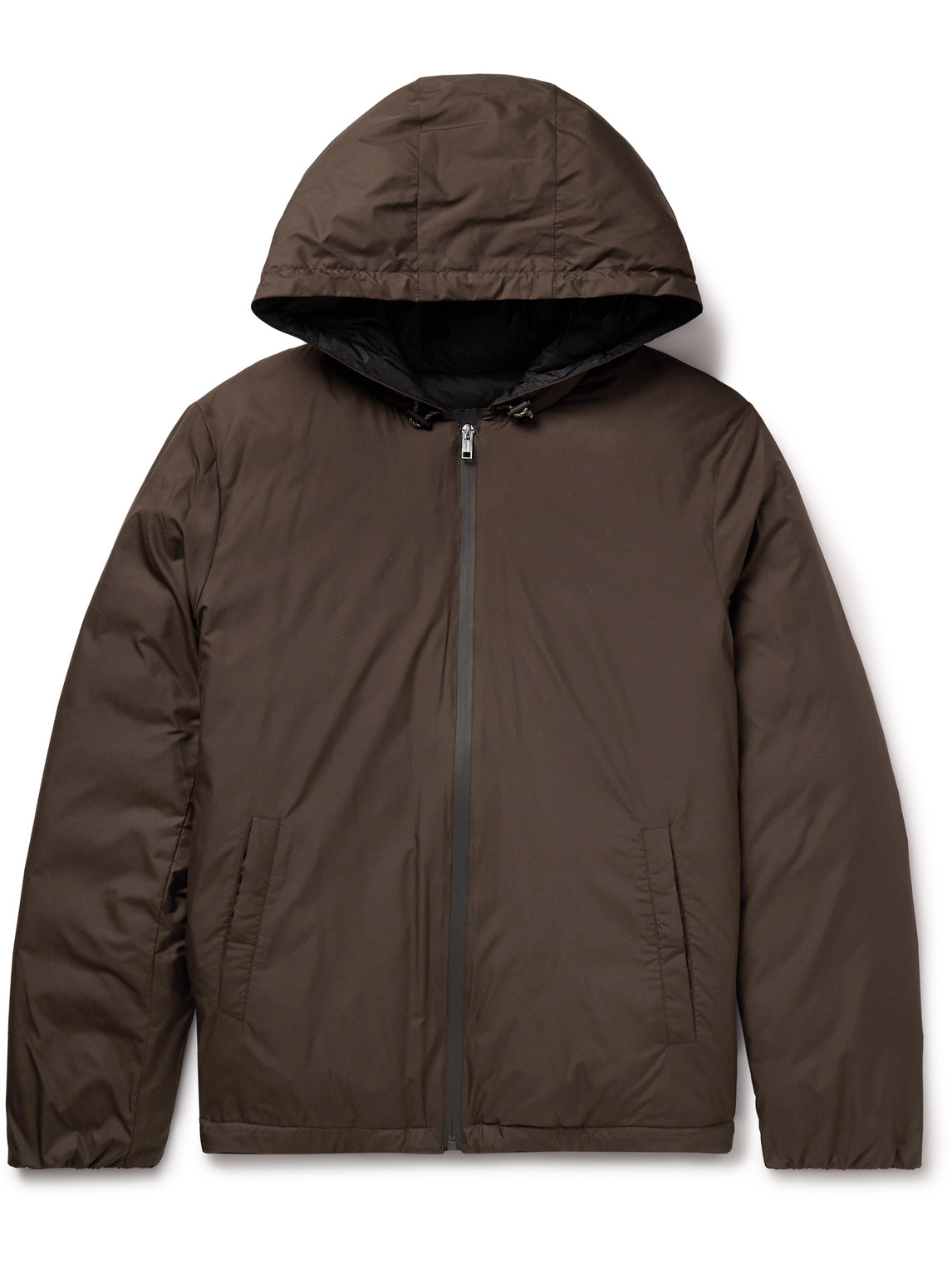 Yves Salomon Slim-fit Shell Hooded Down Jacket In Brown