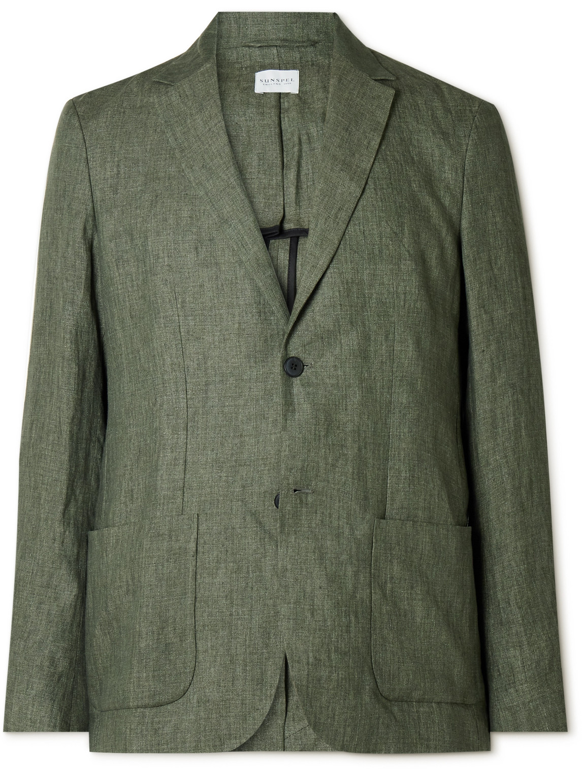 Sunspel Unstructured Linen Suit Jacket In Green