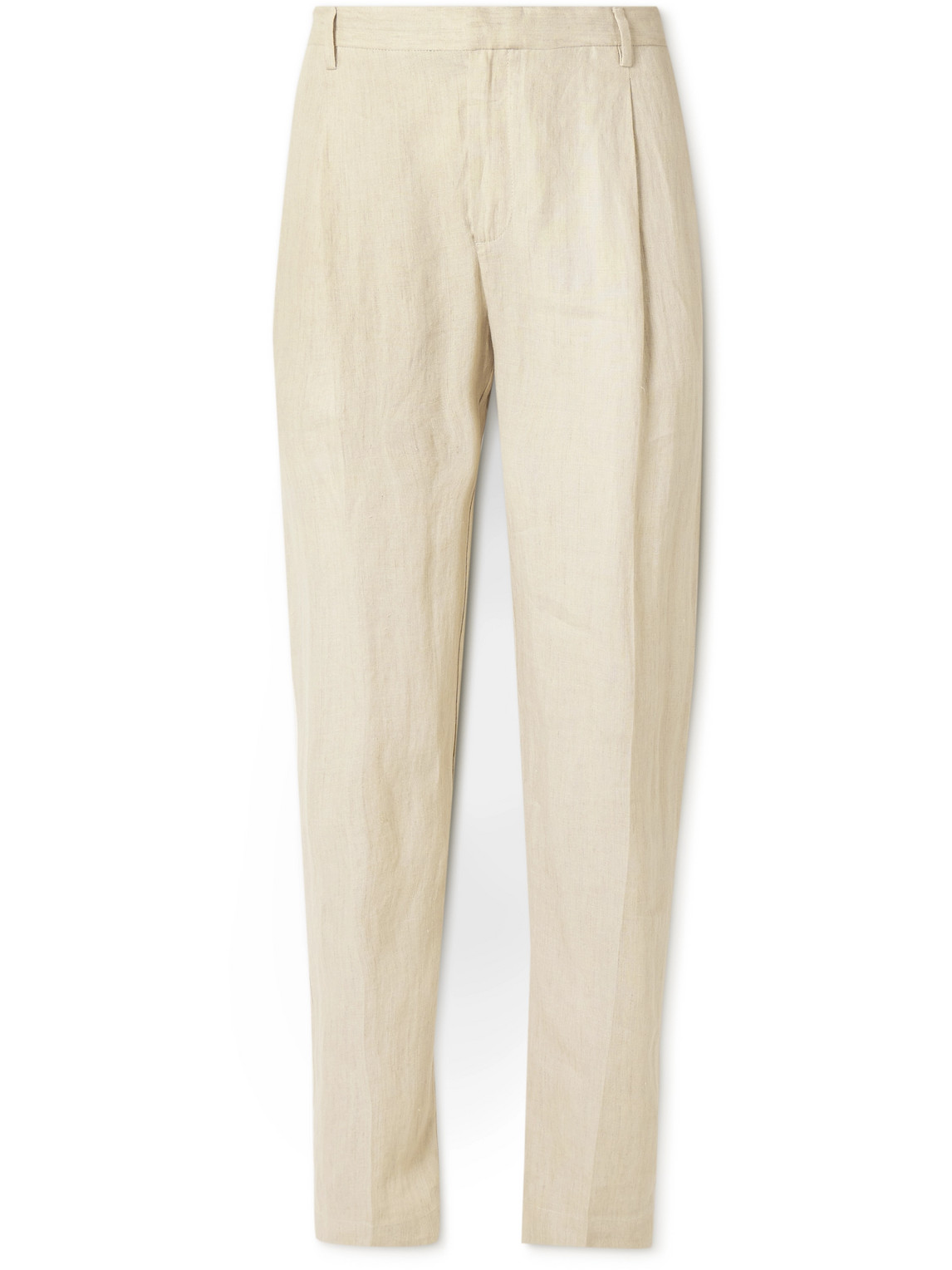 Sunspel Straight-leg Pleated Linen Suit Trousers In Neutrals