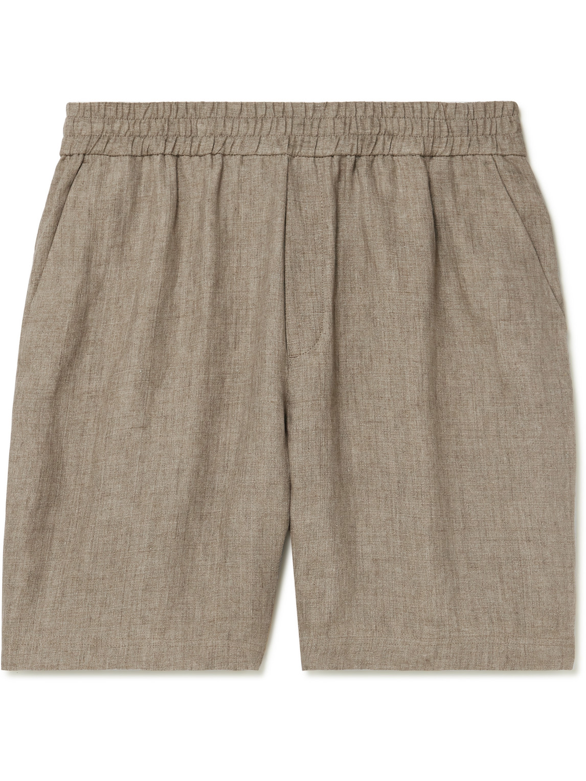 Sunspel Straight-leg Linen Drawstring Shorts In Brown