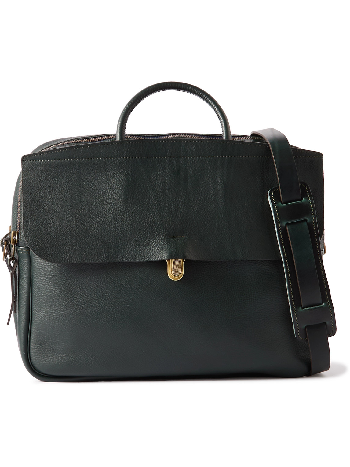 Bleu De Chauffe Zeppo Full-grain Leather Briefcase In Green