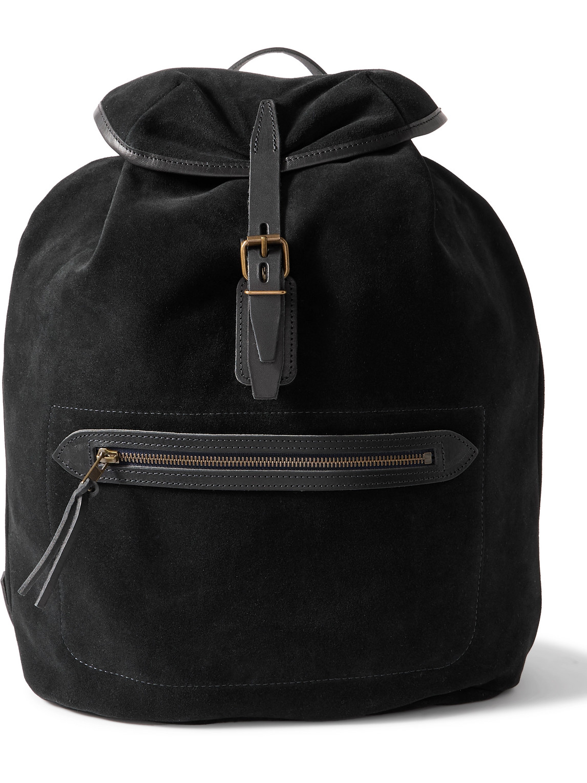 Bleu De Chauffe Camp Leather-trimmed Suede Backpack In Black