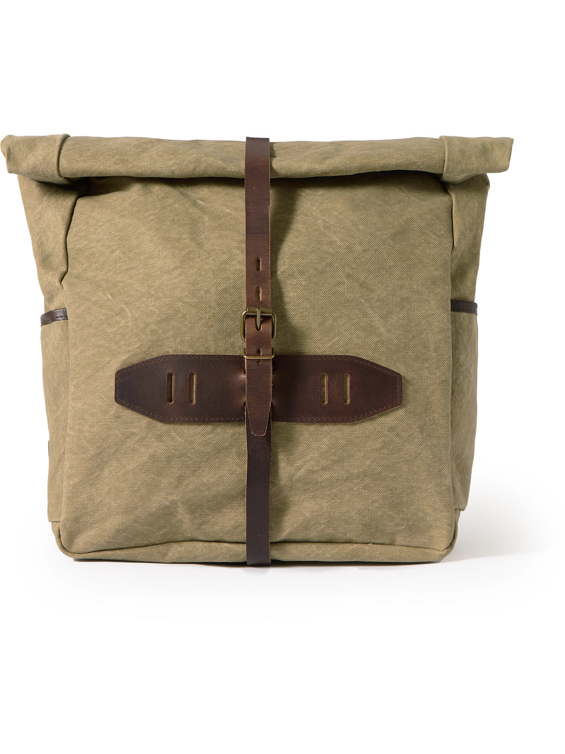 Bleu De Chauffe Jamy Leather-trimmed Canvas Backpack In Brown