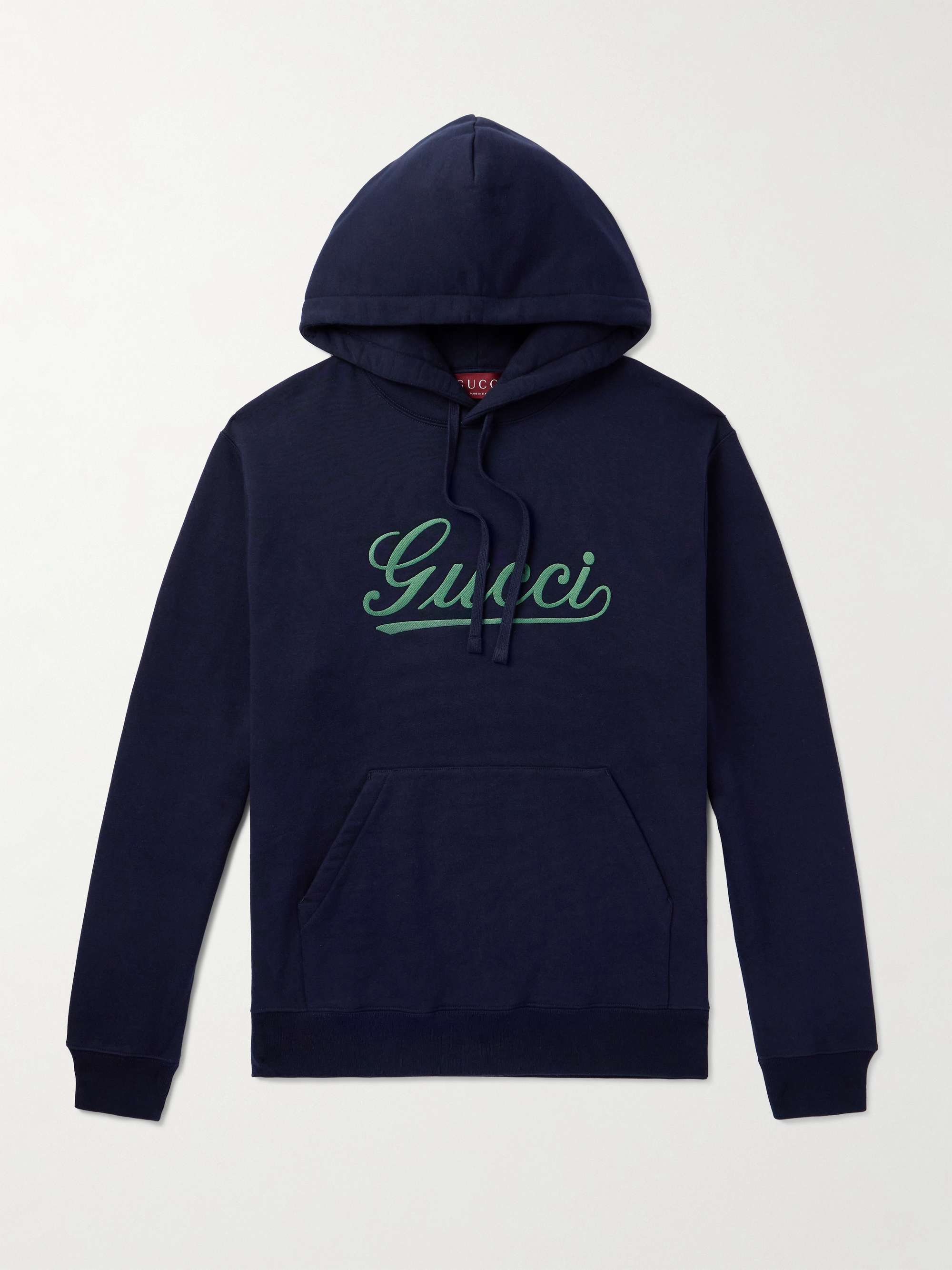 Logo Embroidered Cotton Jersey Hoodie