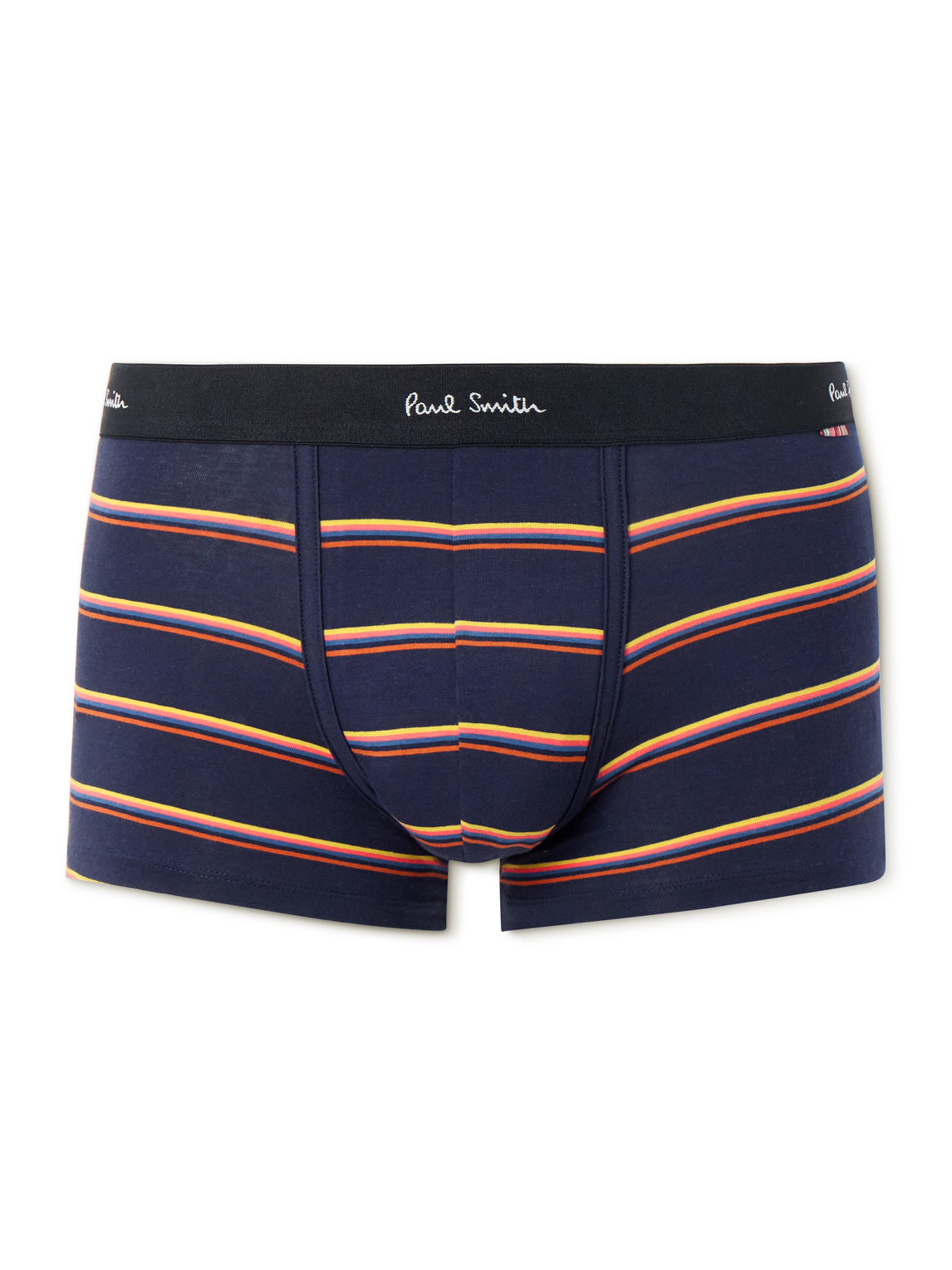 Paul Smith Striped Stretch Organic Cotton-jersey Boxer Briefs In Blue