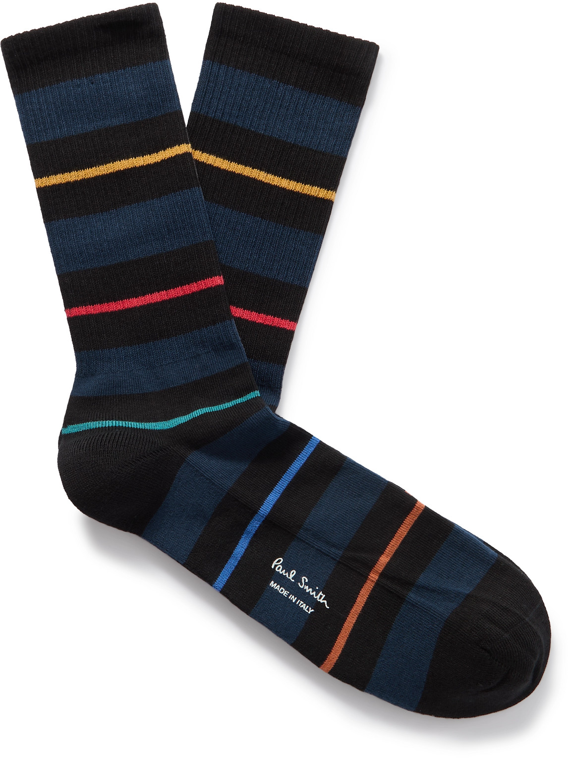 Paul Smith Gallagher Striped Ribbed Cotton-blend Socks In Blue