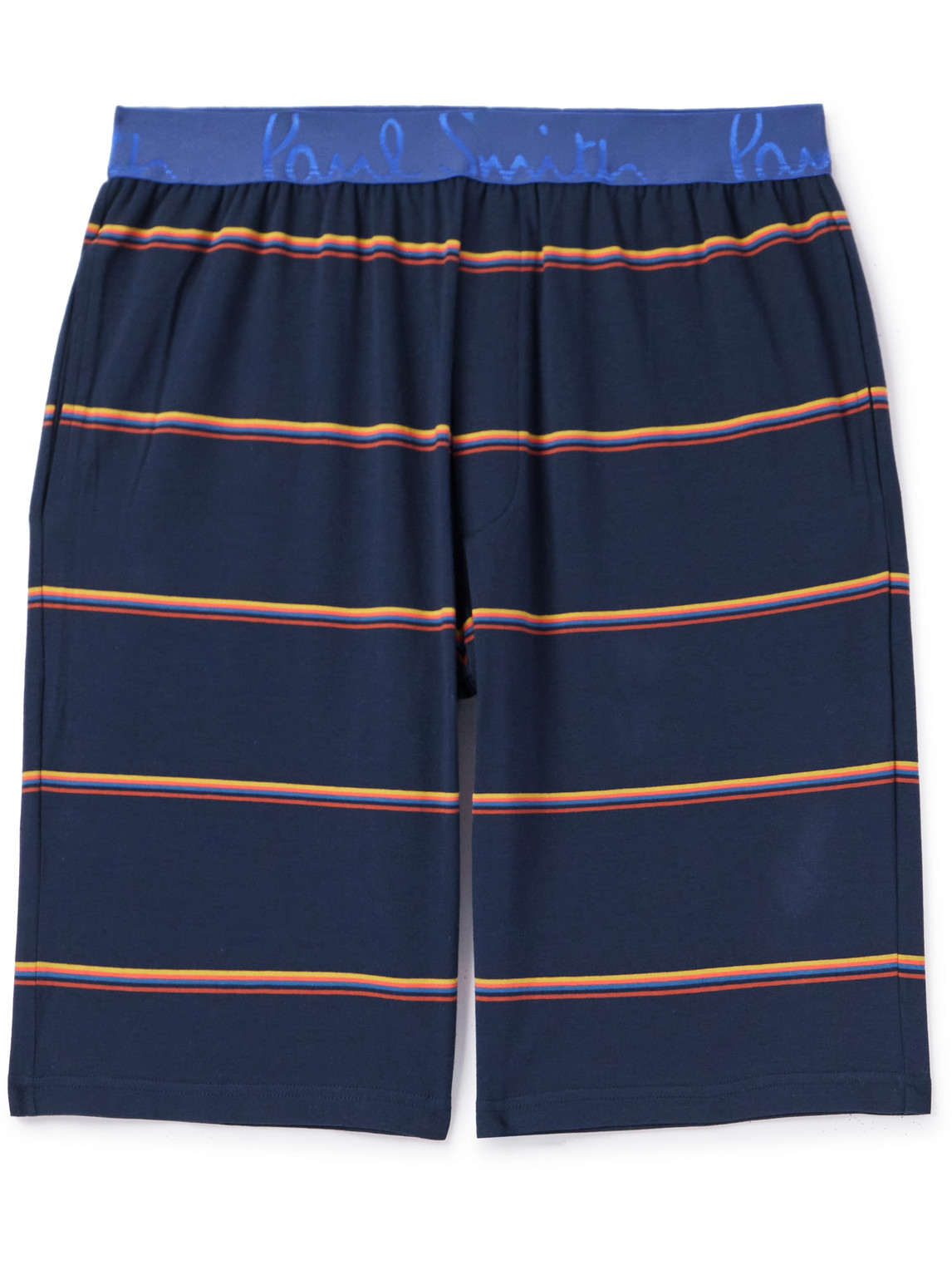 Paul Smith Striped Stretch-cotton Jersey Pyjama Shorts In Blue