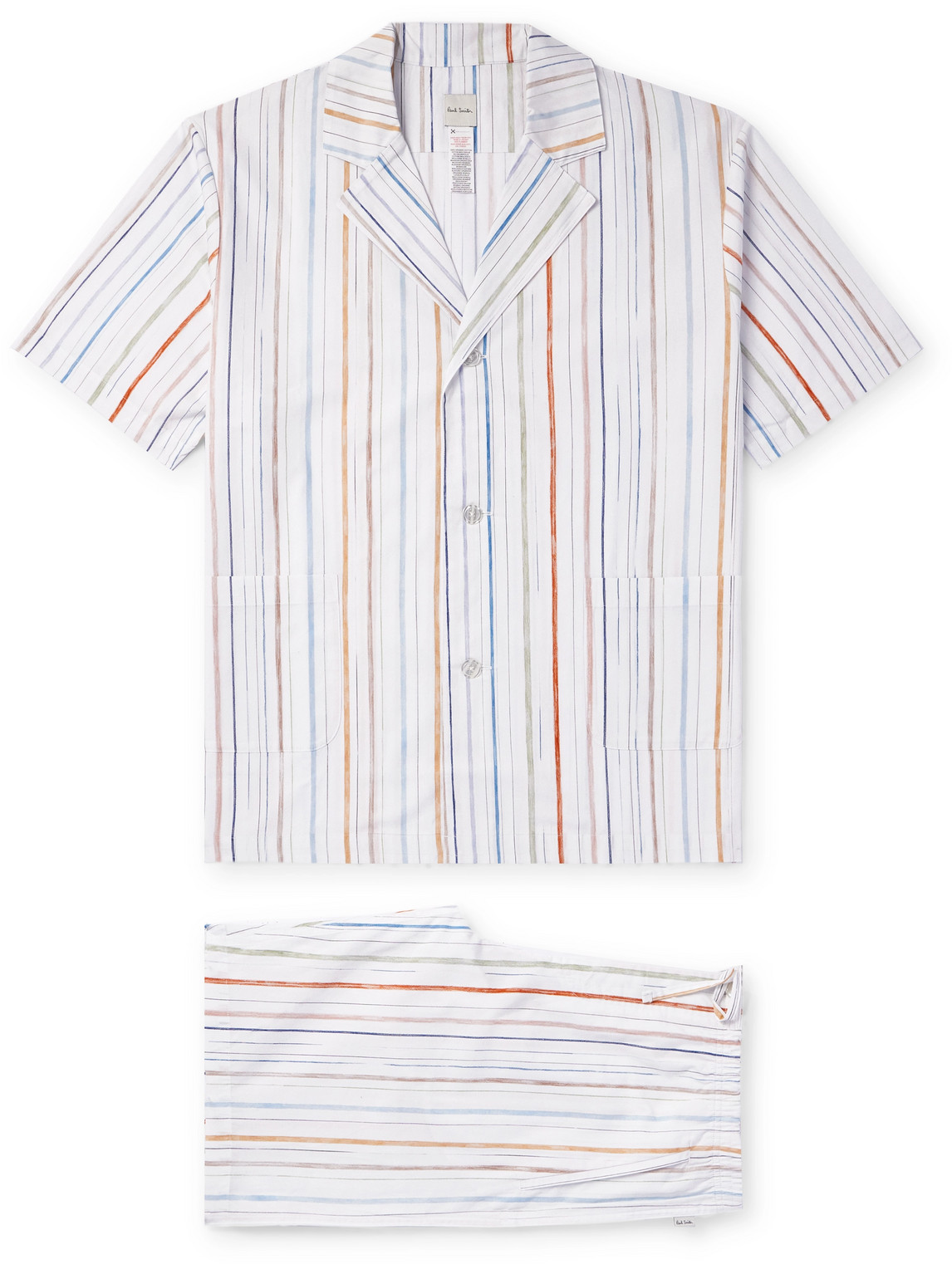 Paul Smith Camp-collar Striped Organic Cotton-poplin Pyjama Set In White