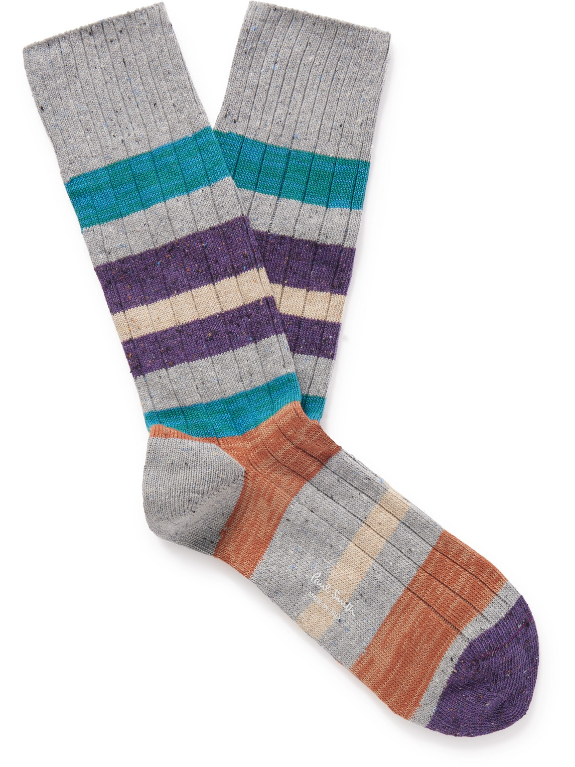 Paul Smith Ribbed Striped Cotton-blend Socks In Multi