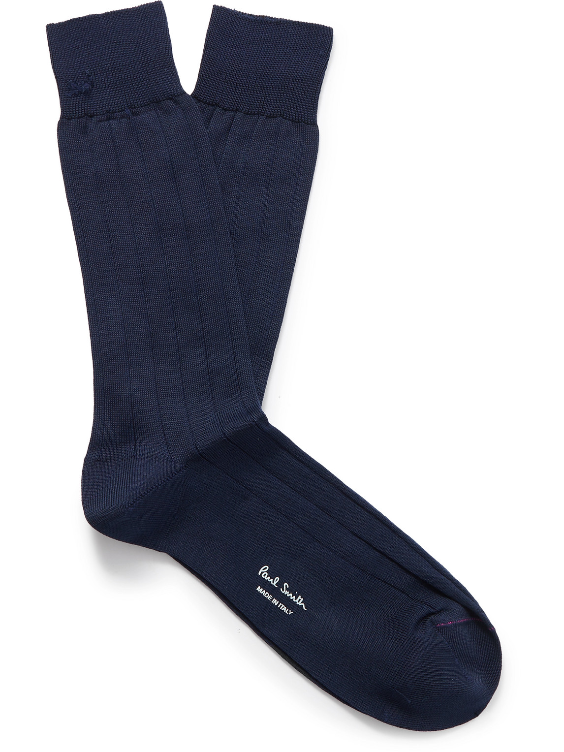Paul Smith Ribbed Cotton-blend Socks In Blue