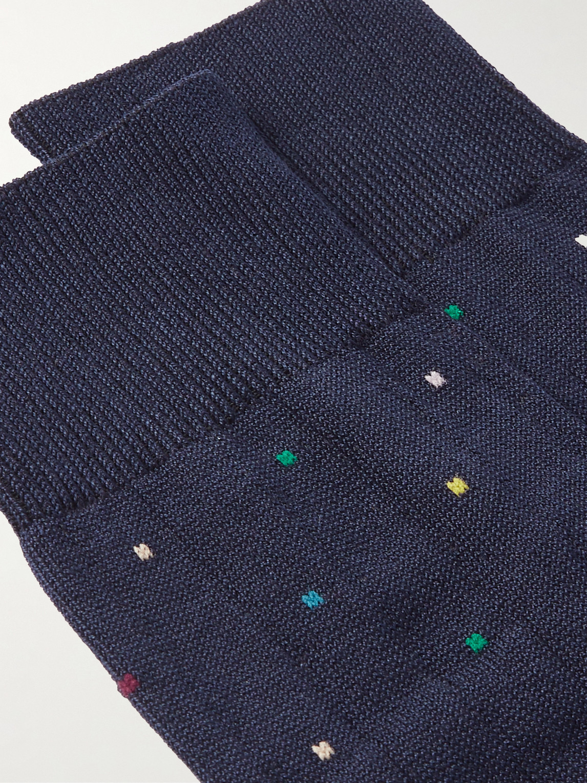 Shop Paul Smith Polka-dot Stretch-cotton Blend Socks In Blue