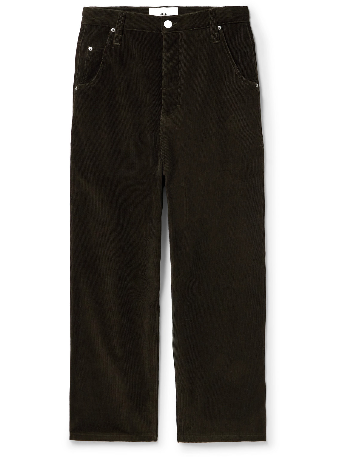 Ami Alexandre Mattiussi Straight-leg Cotton-corduroy Trousers In Brown