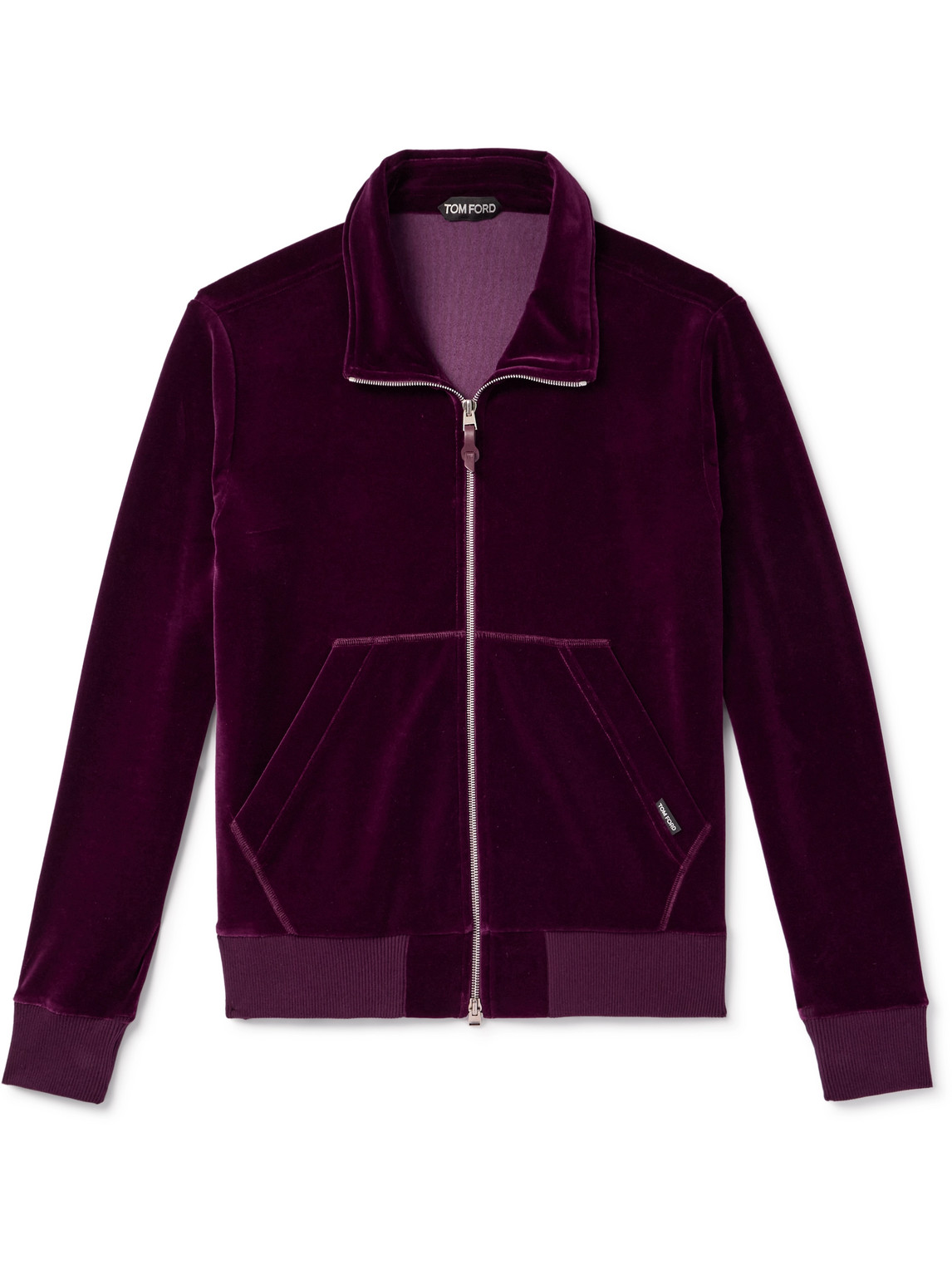 Tom Ford Cotton-blend Velour Track Jacket In Purple