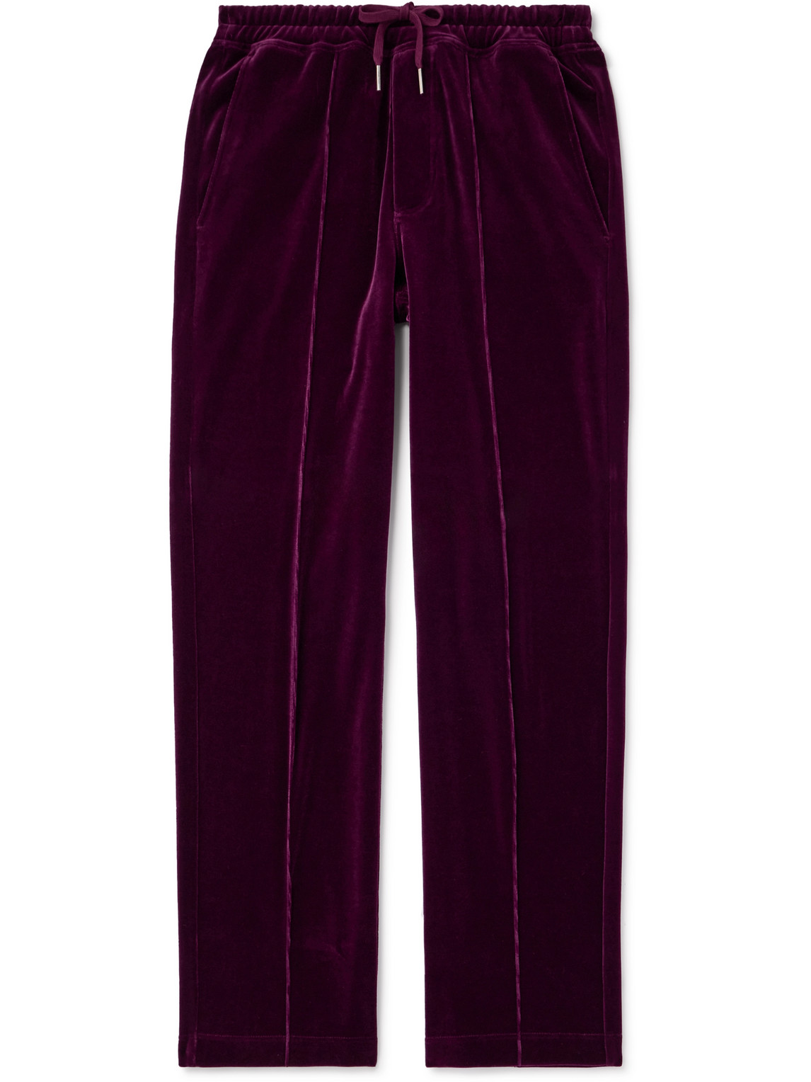 Tom Ford Straight-leg Cotton-blend Velour Track Trousers In Purple