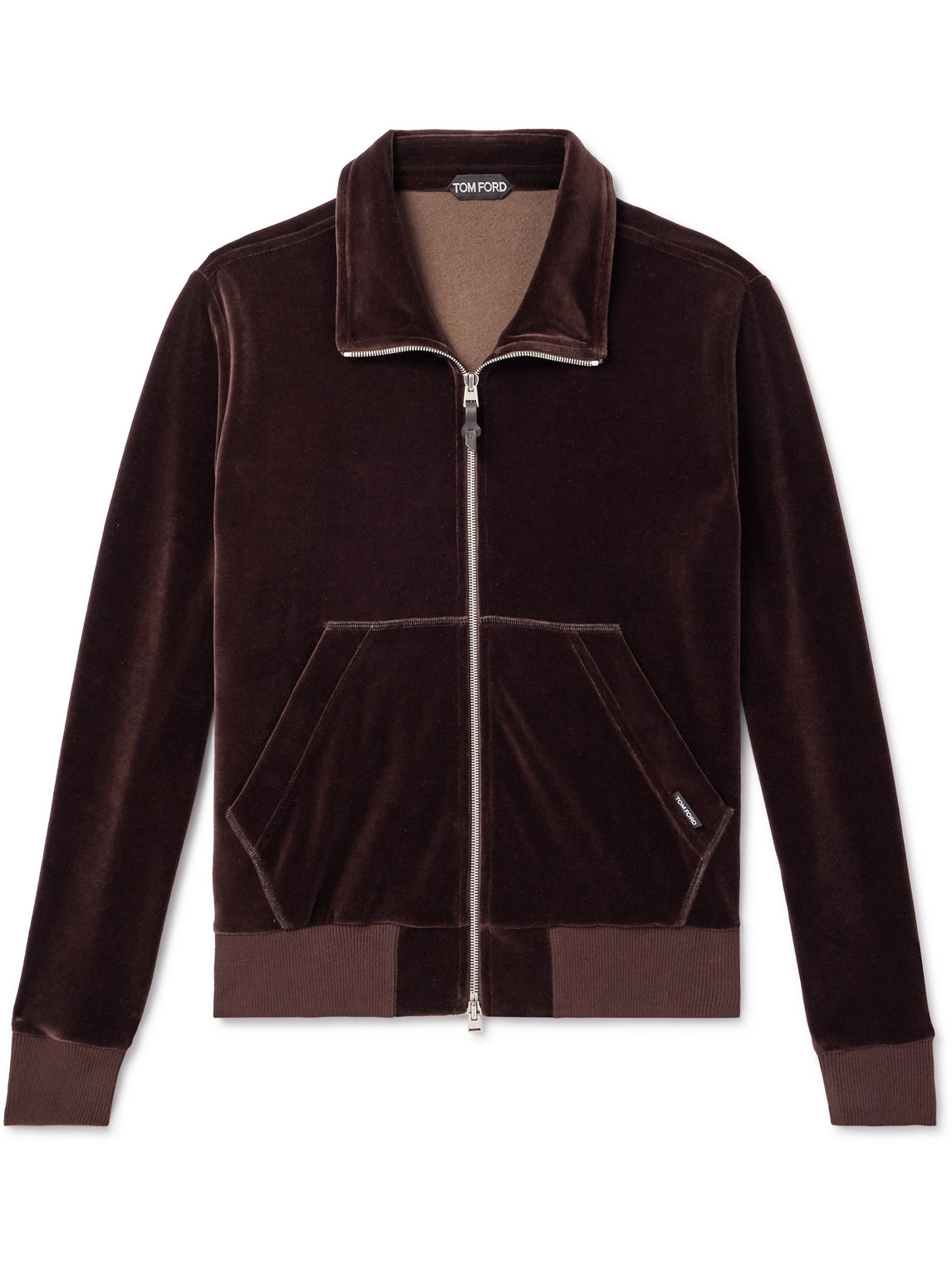 Tom Ford Cotton-blend Velour Zip-up Track Jacket In Brown