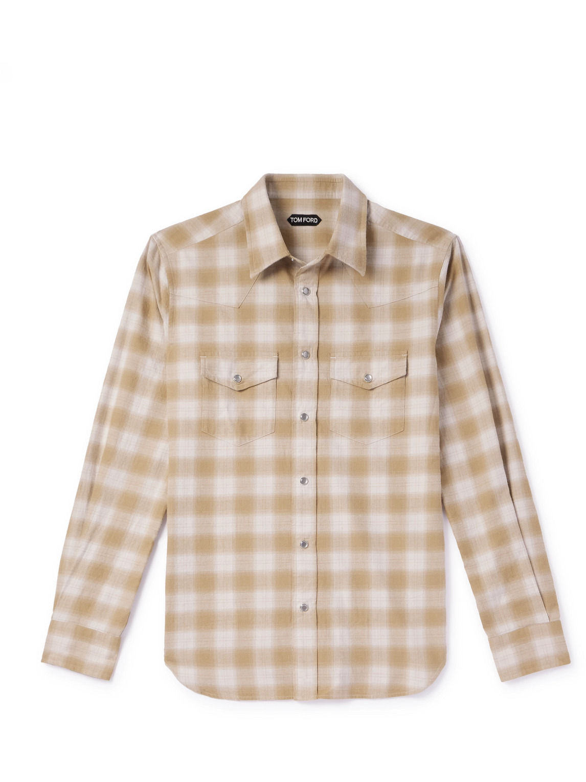 Tom Ford Checked Cotton-flannel Western Shirt In Neutrals