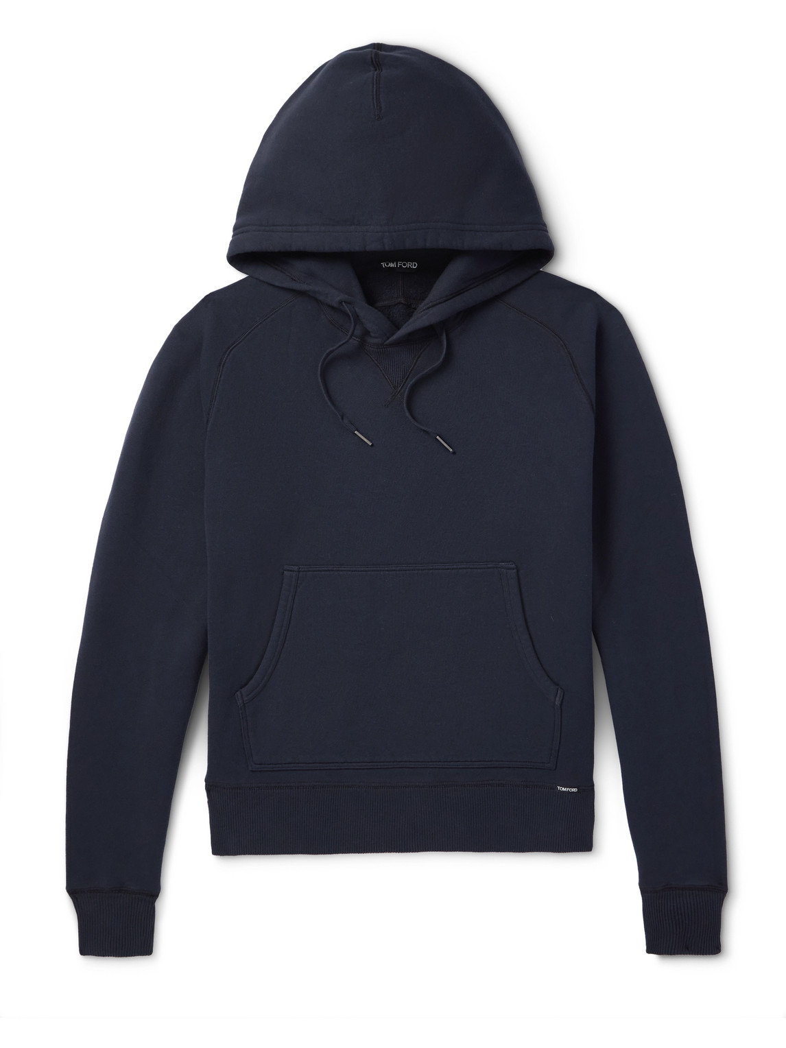 Tom Ford Garment-dyed Cotton-jersey Hoodie In Blue