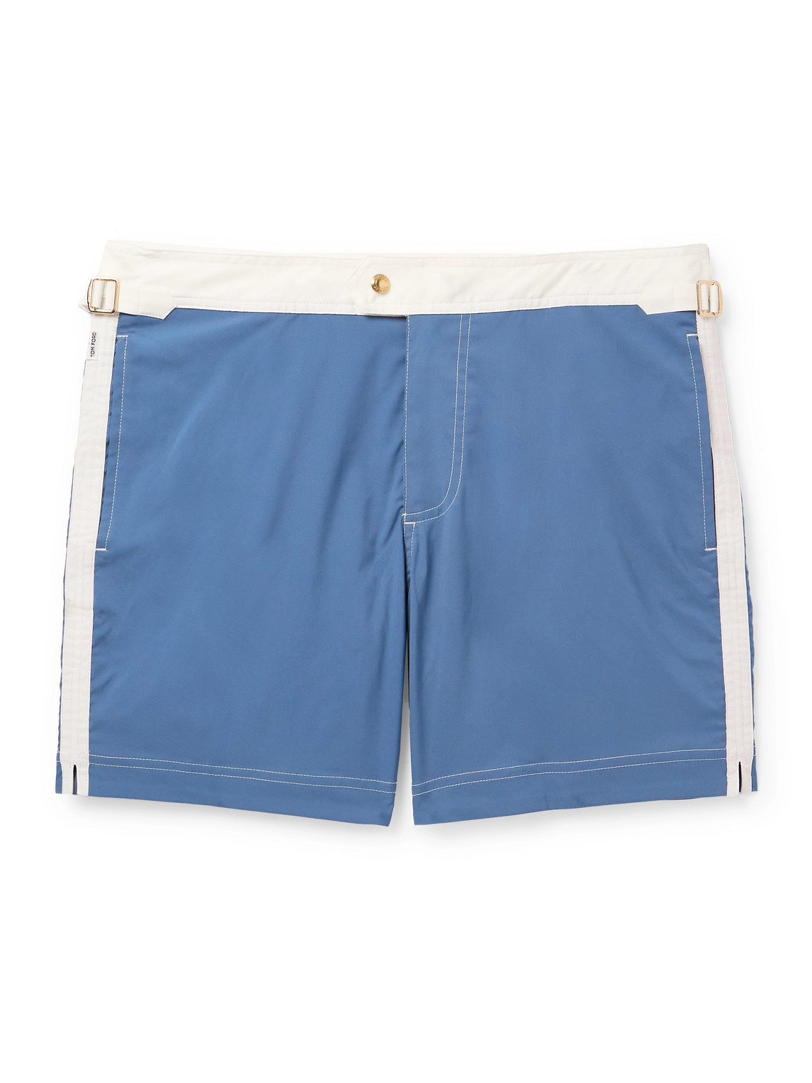 Tom Ford Slim-fit Mid-length Striped Swim Shorts In Blue