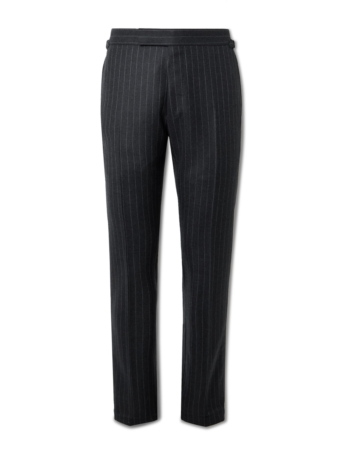 Tom Ford Shelton Straight-leg Pinstriped Wool Trousers In Gray