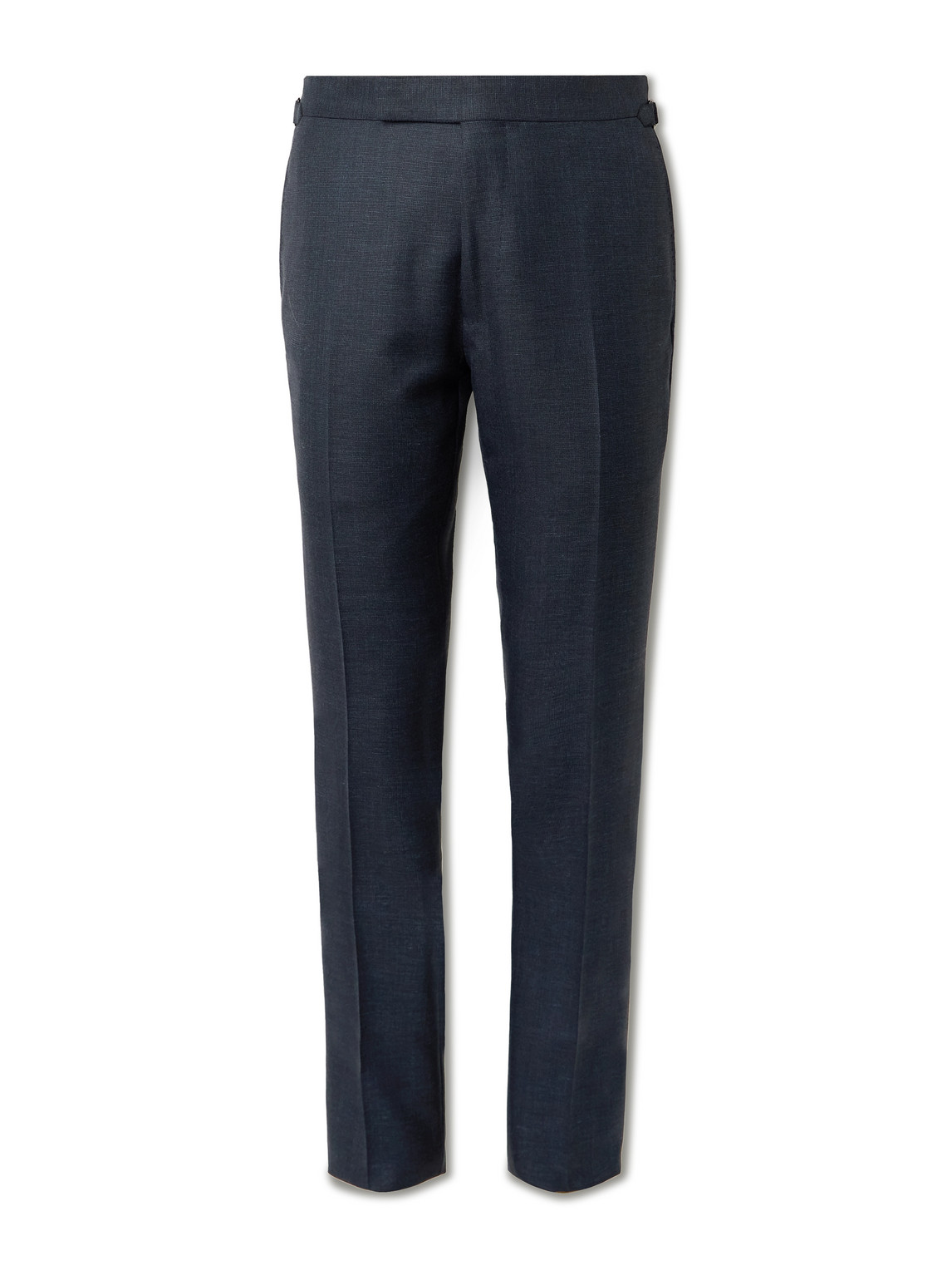 Tom Ford Shelton Slim-fit Straight-leg Wool, Mohair, Linen And Silk-blend Trousers In Blue