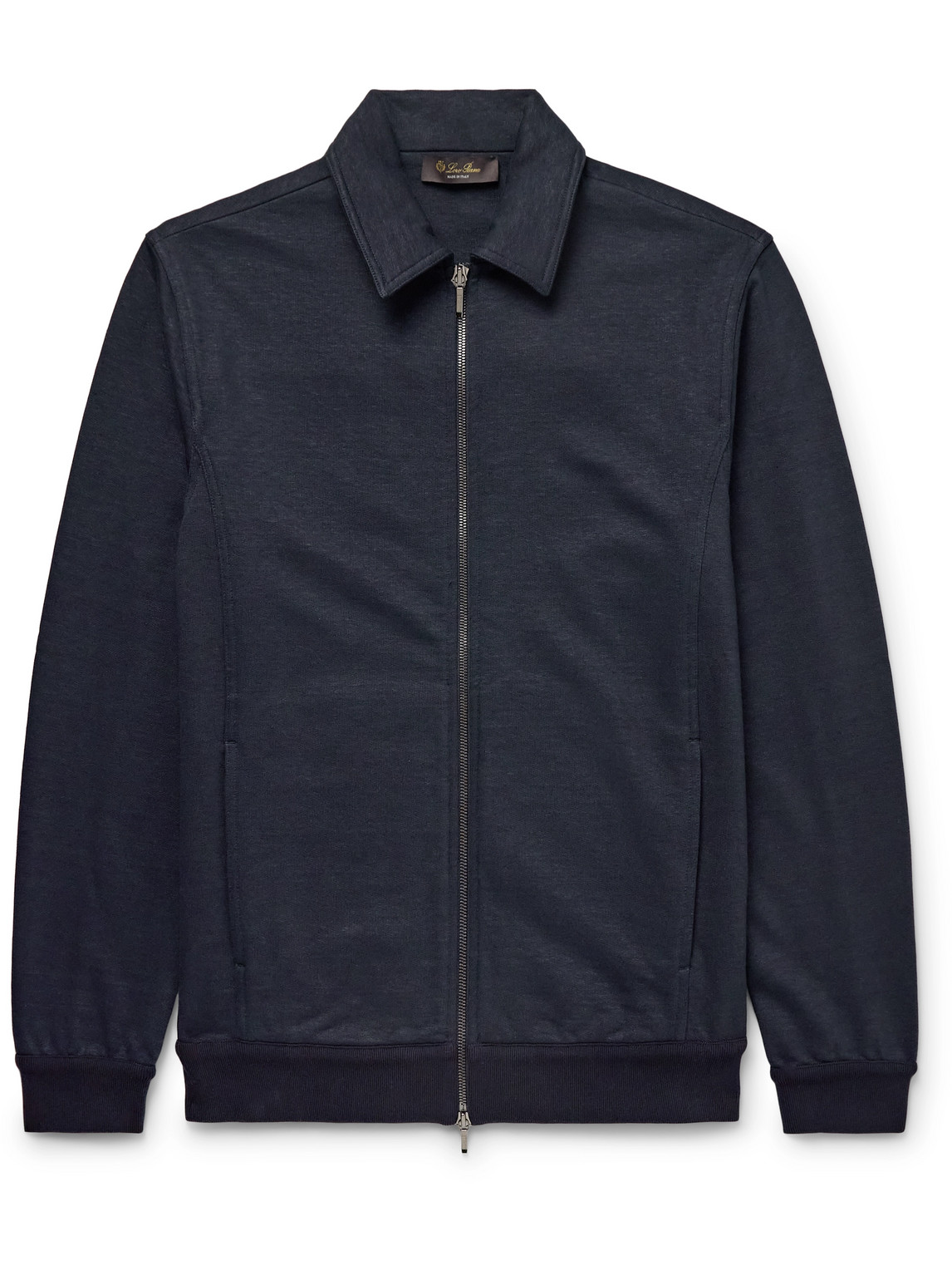 Loro Piana Kawaguchi Cotton, Linen And Cashmere-blend Jersey Bomber Jacket In Blue