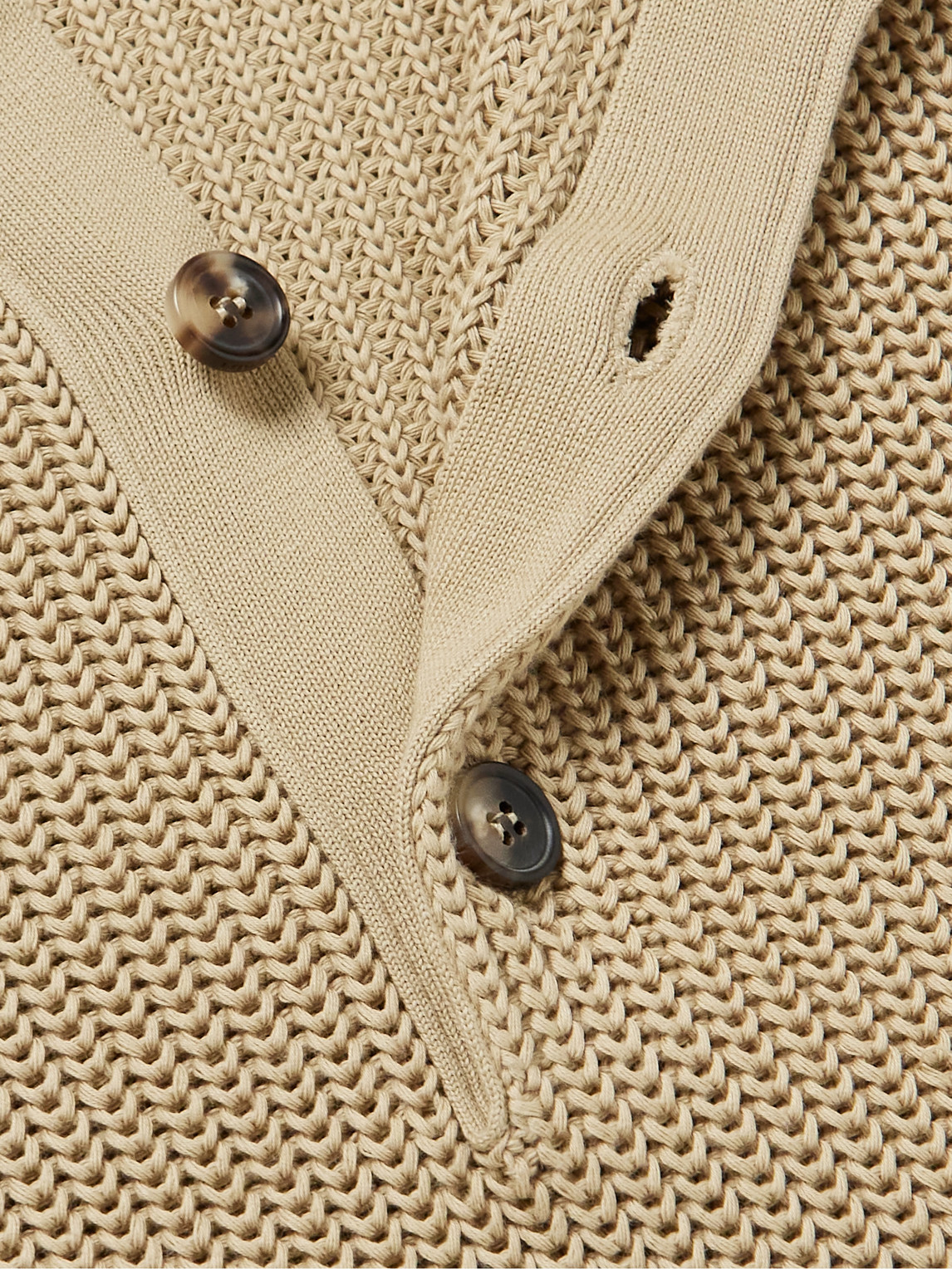 Shop Loro Piana Ribbed Cotton Henley Sweater In Brown