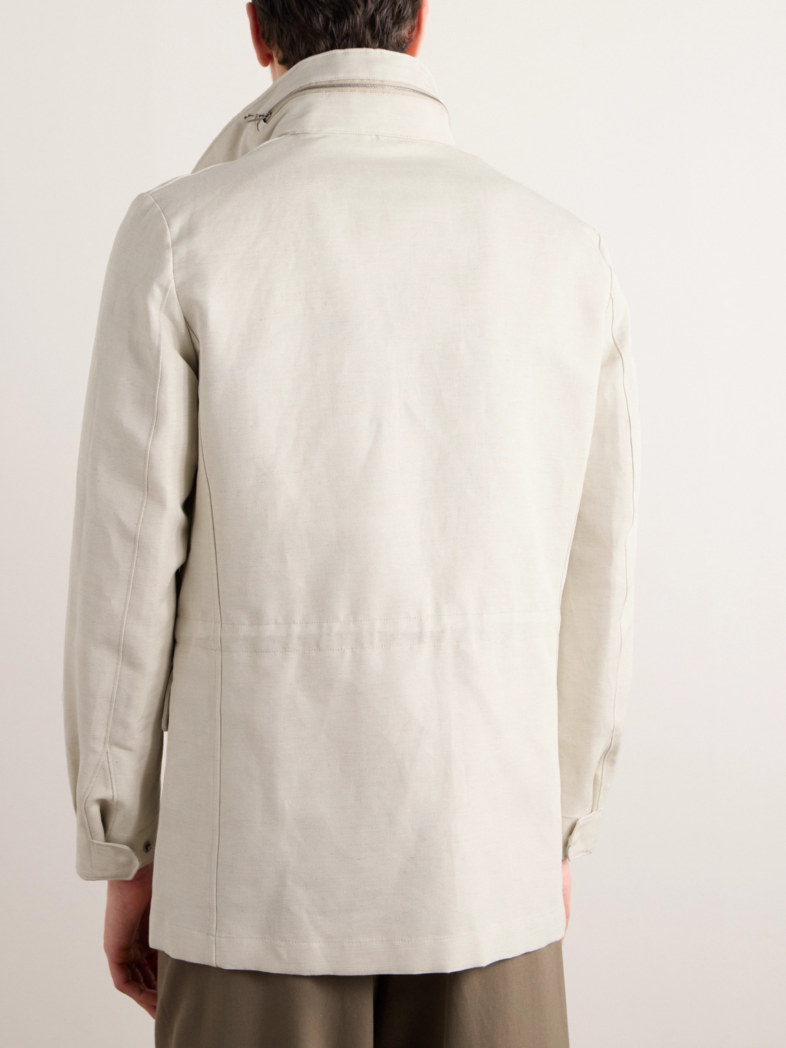 Shop Loro Piana Traveler Rain System® Cotton And Linen-blend Field Jacket In Neutrals