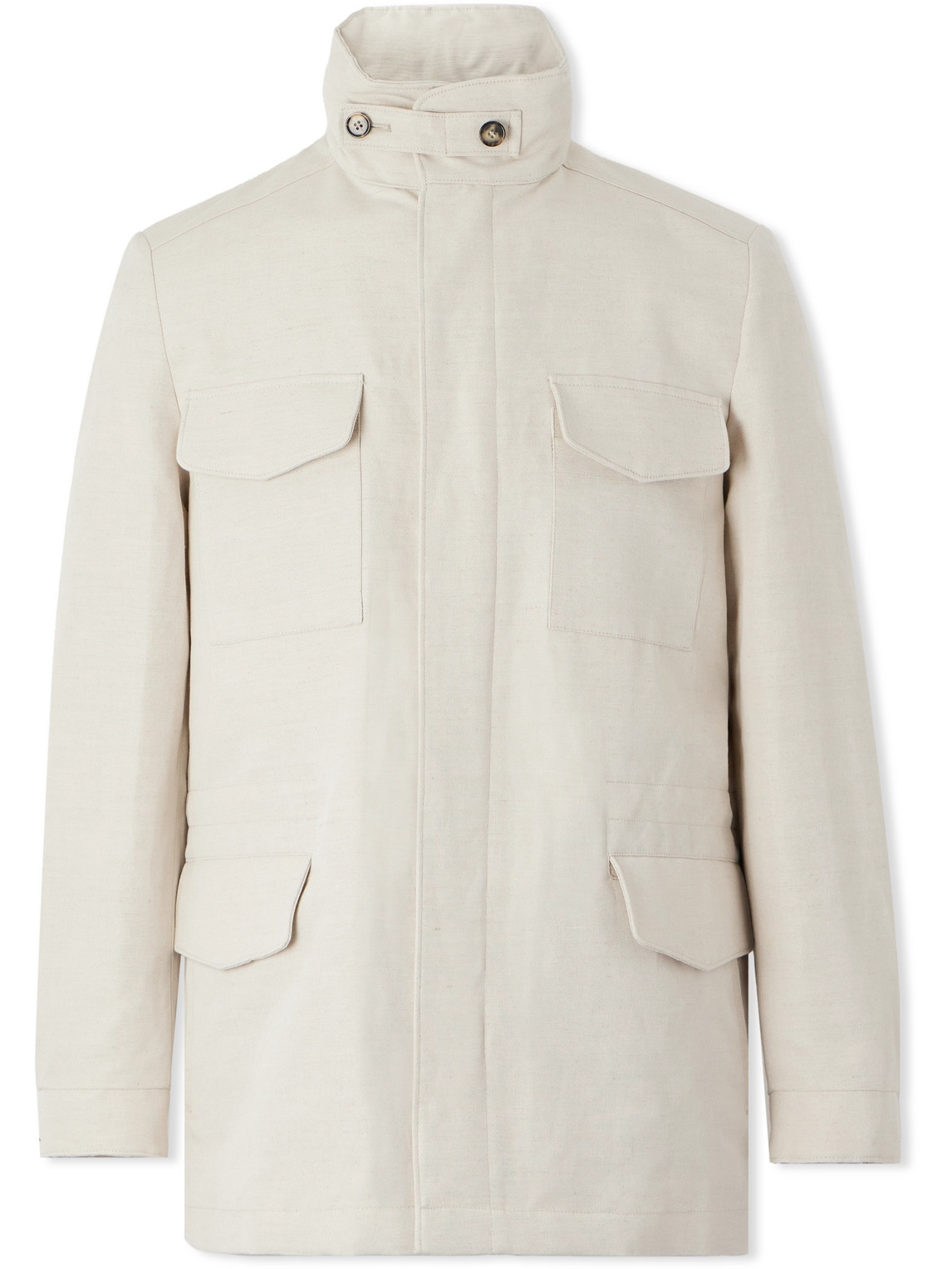 Shop Loro Piana Traveler Rain System® Cotton And Linen-blend Field Jacket In Neutrals