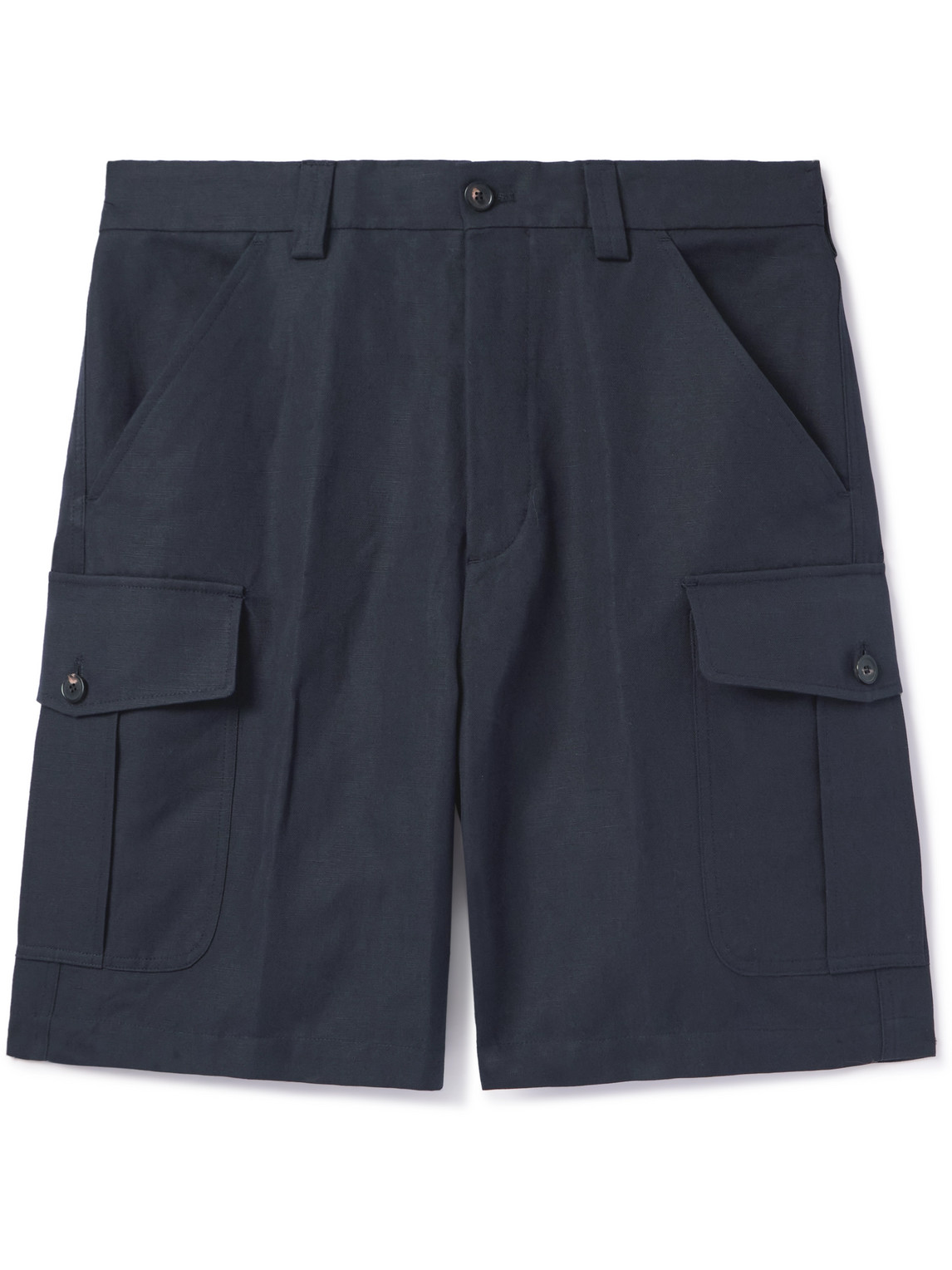 Loro Piana Bizen Wide-leg Cotton And Linen-blend Canvas Cargo Shorts In Blue