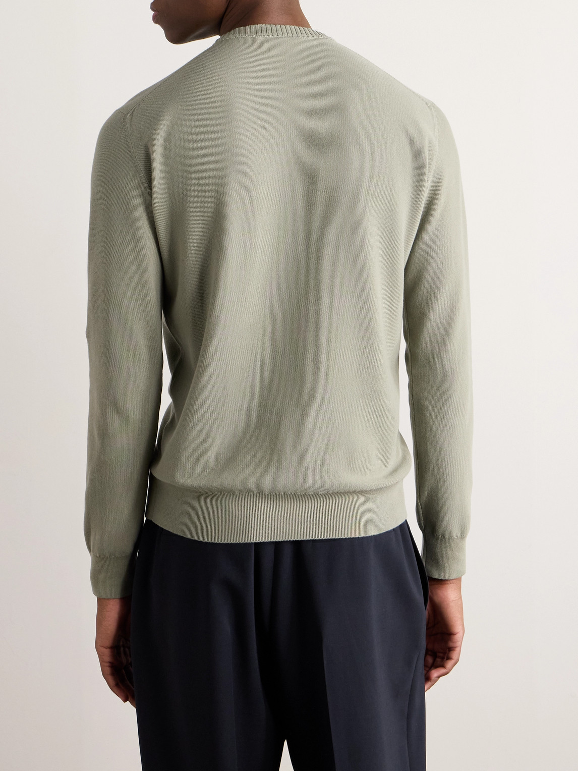 Shop Loro Piana Cotton And Silk-blend Piqué Sweater In Green
