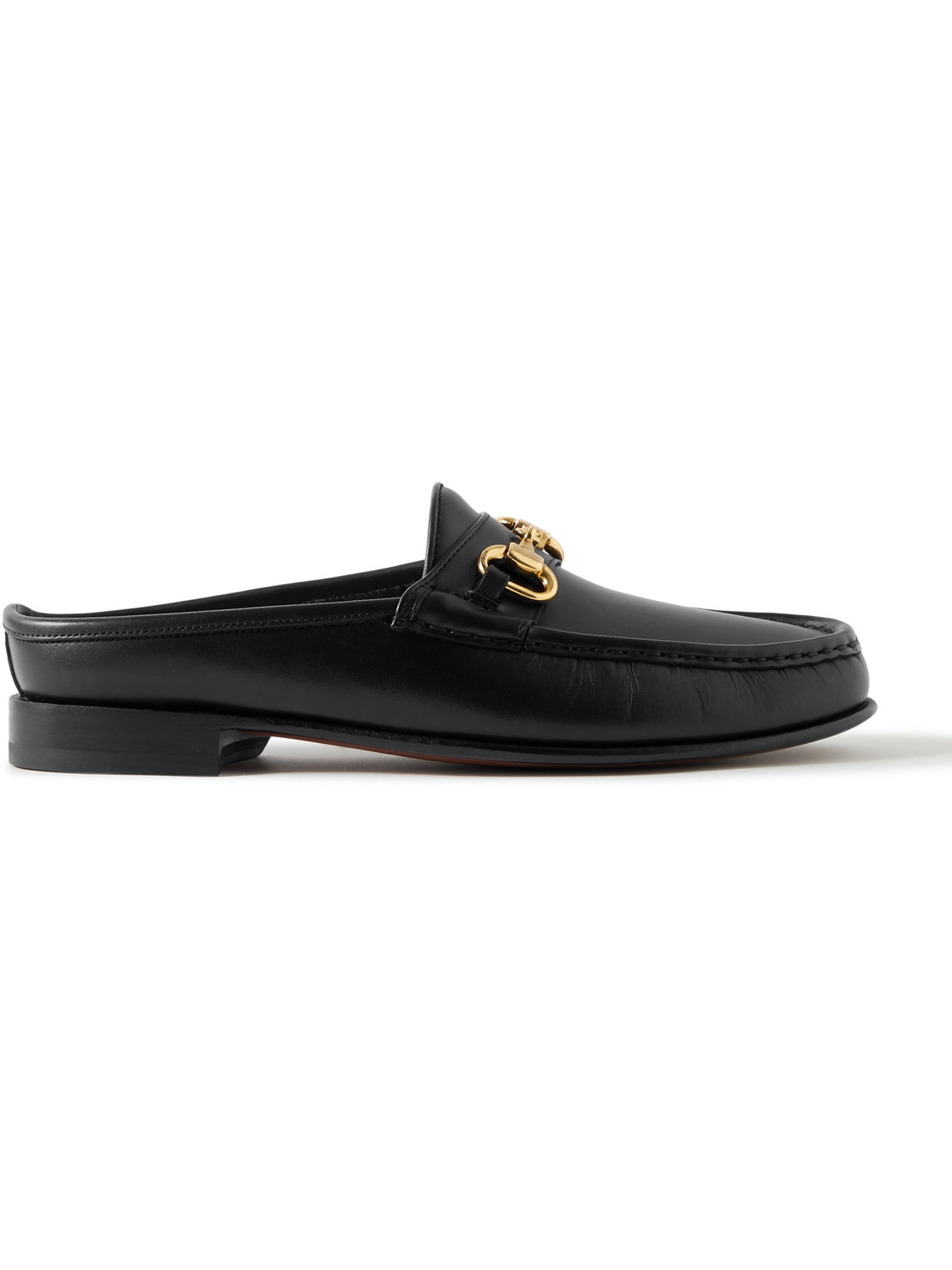 Yuketen Ischia Horsebit Leather Backless Loafers In Black