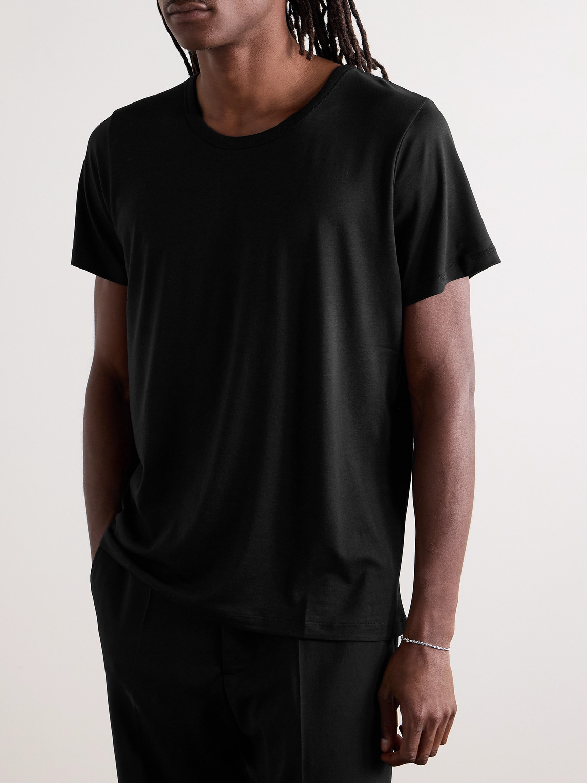 Shop Cdlp Lyocell And Cotton-blend Jersey T-shirt In Black