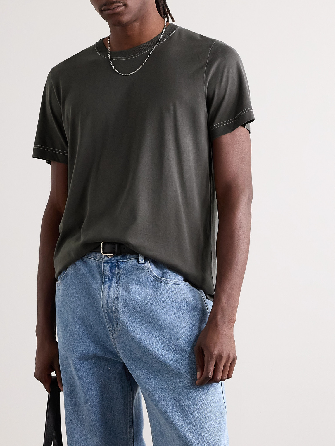 Shop Cdlp Lyocell And Pima Cotton-blend Jersey T-shirt In Gray