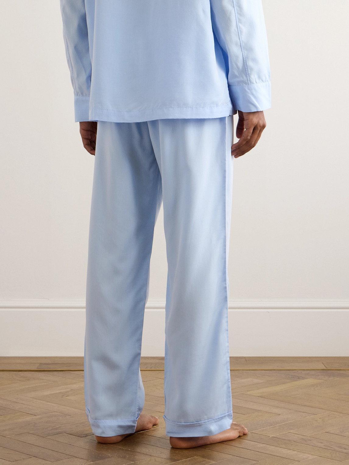 Shop Cdlp Straight-leg Lyocell Pyjama Trousers In Blue