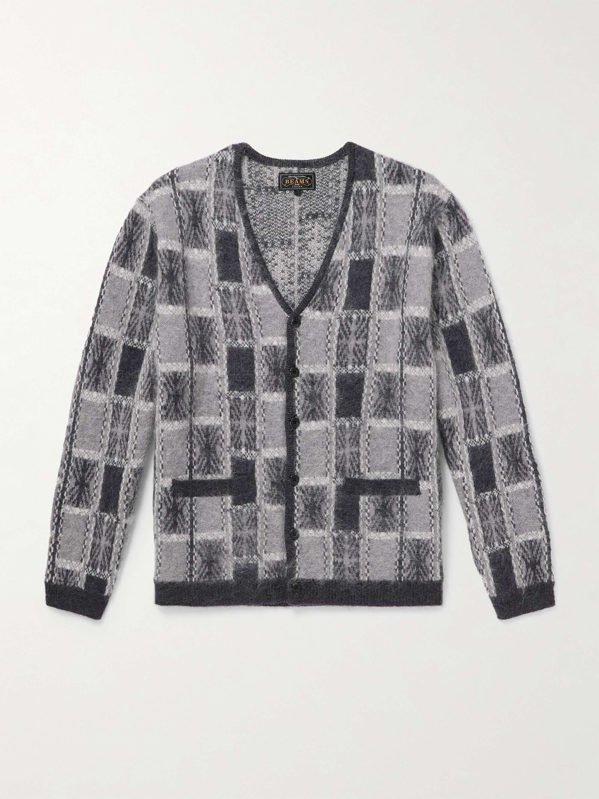 Brushed Checked Jacquard Cardigan