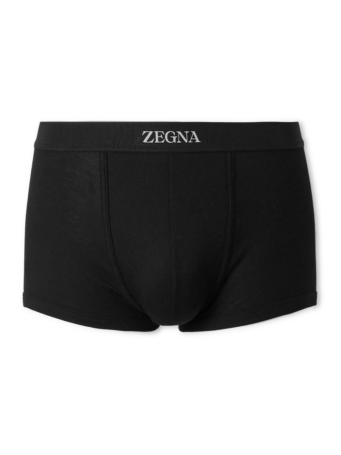 Zegna Ribbed Cotton And Modal-blend Boxer Briefs In Black