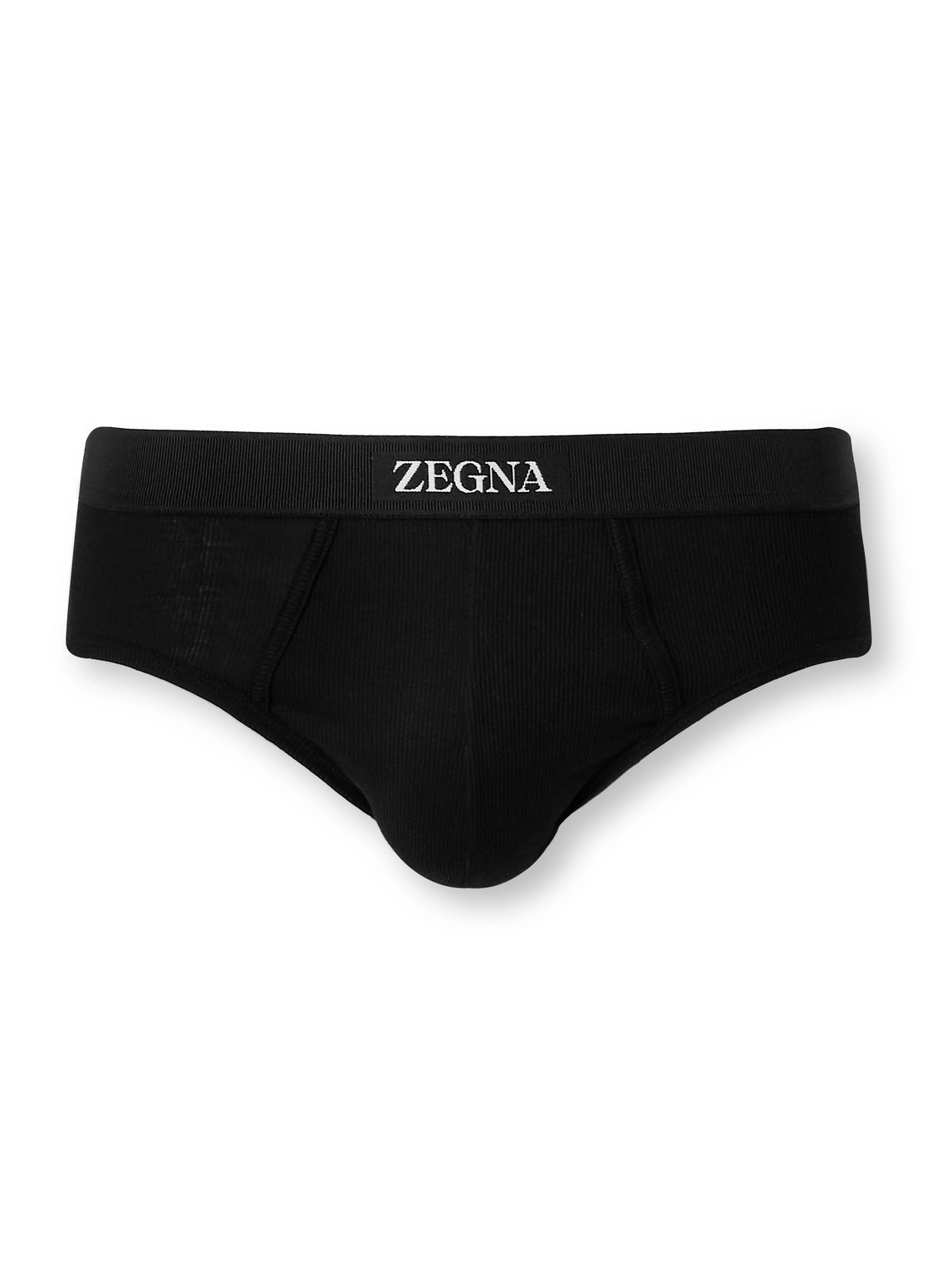Zegna Ribbed Cotton And Modal-blend Briefs In Black