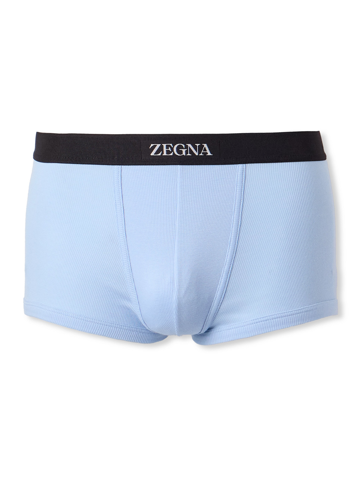 Zegna Ribbed Cotton And Modal-blend Boxer Briefs In Blue