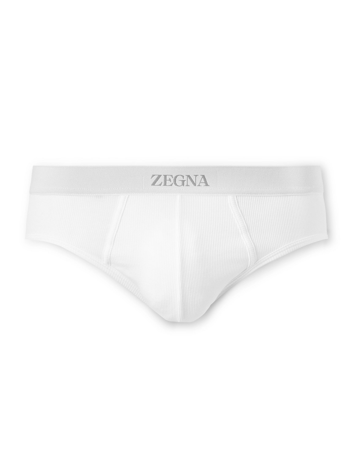 Zegna Ribbed Cotton And Modal-blend Briefs In White