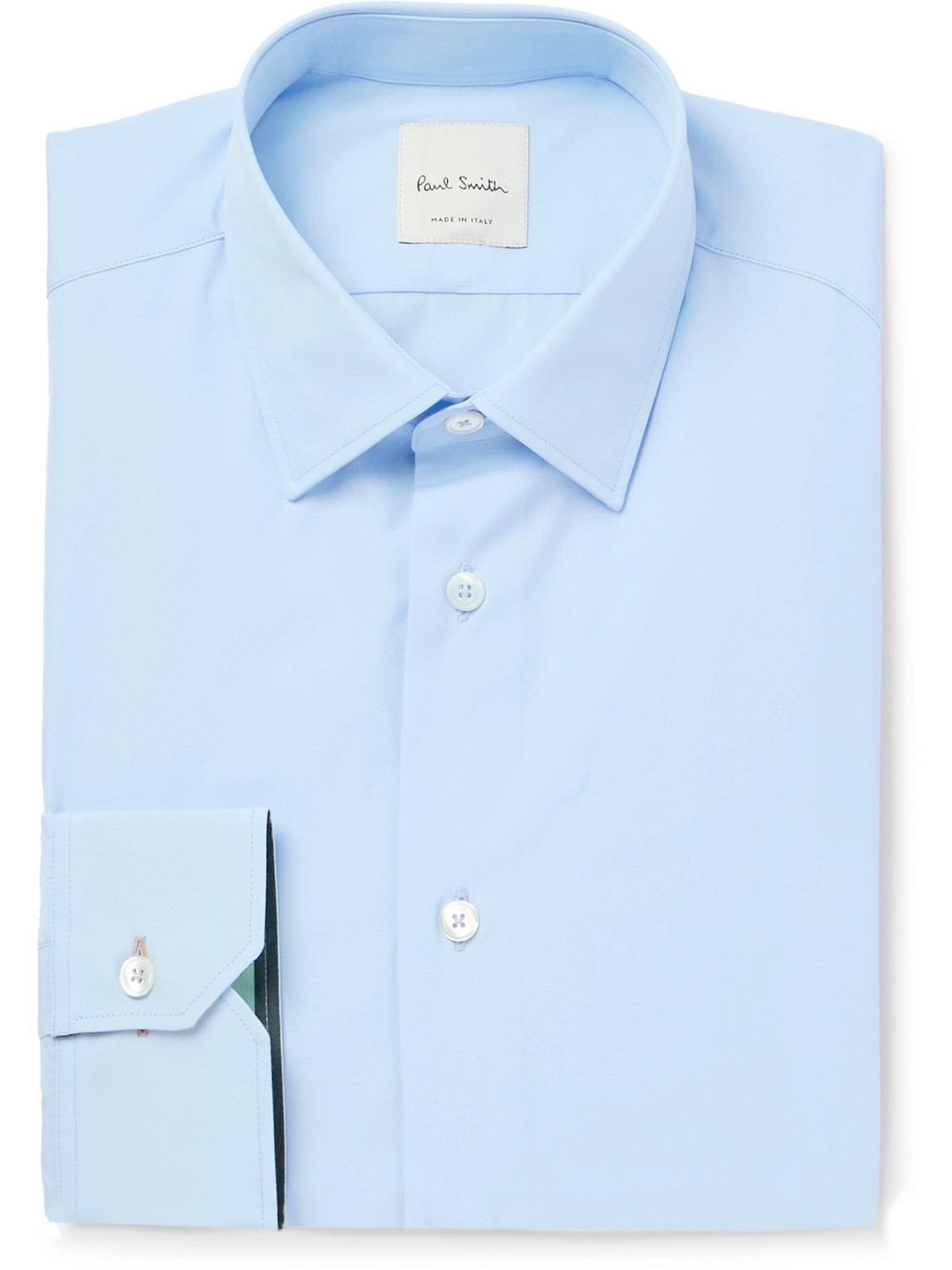 Paul Smith Slim-fit Cutaway-collar Cotton-poplin Shirt In Blue