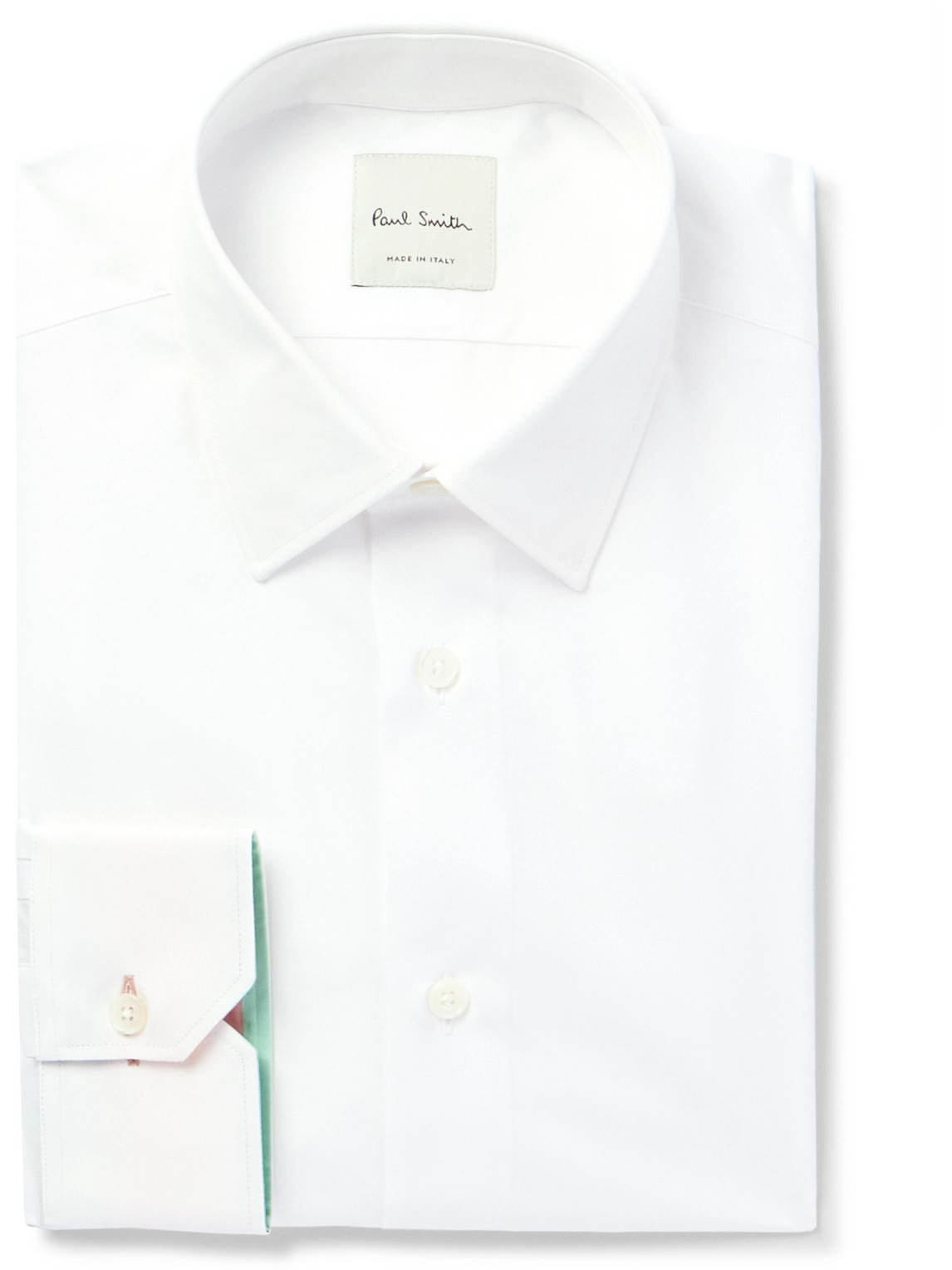 Paul Smith Slim-fit Cutaway-collar Cotton-poplin Shirt In White