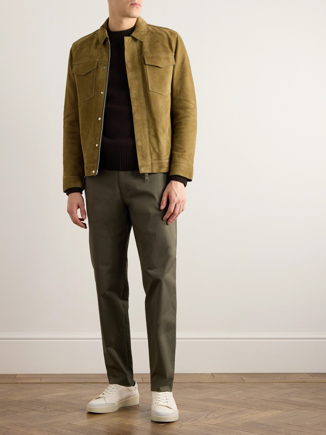 Shop Paul Smith Tapered Organic Cotton-blend Twill Chinos In Green