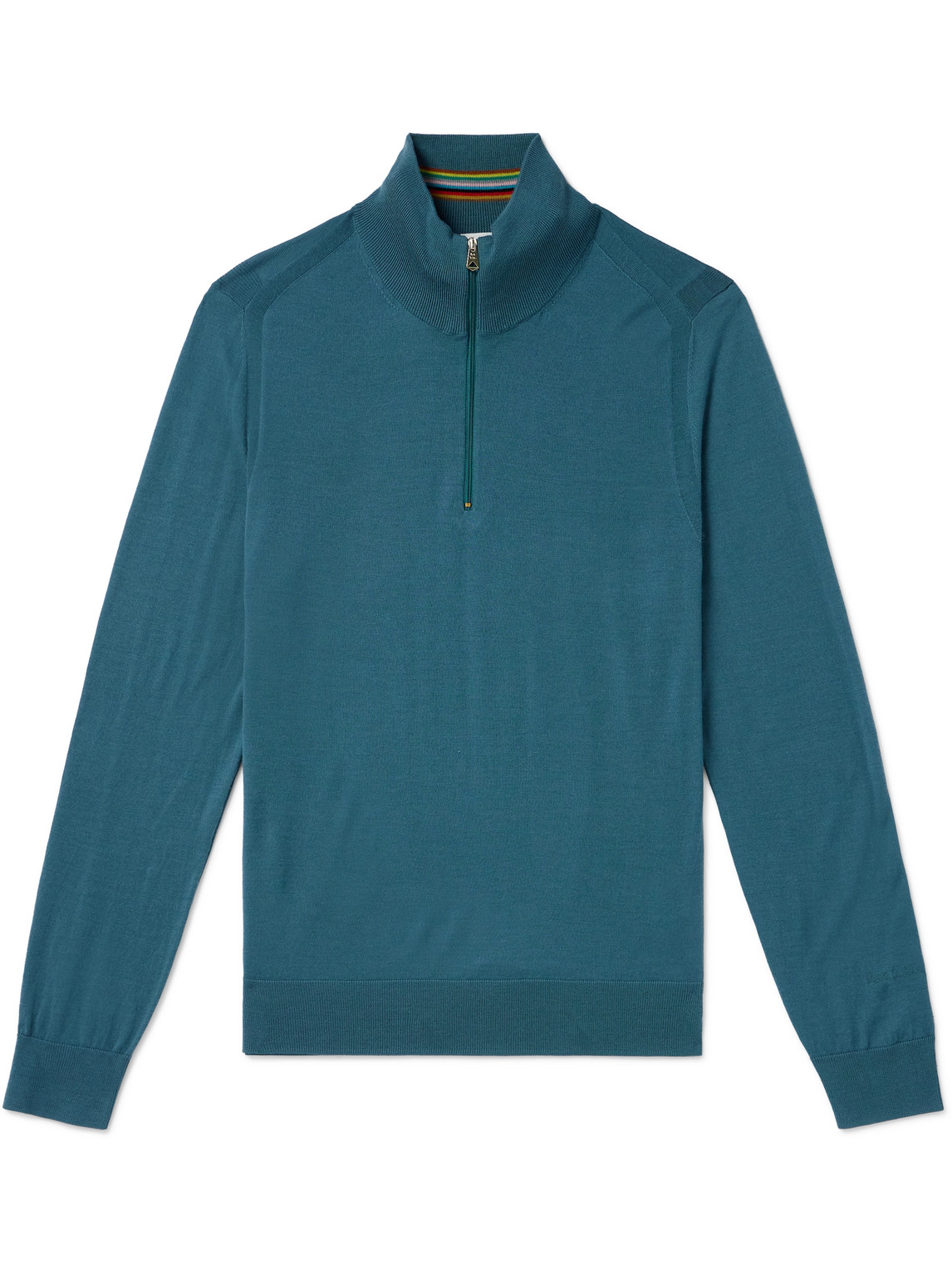 Paul Smith Merino Wool Half-zip Sweater In Blue