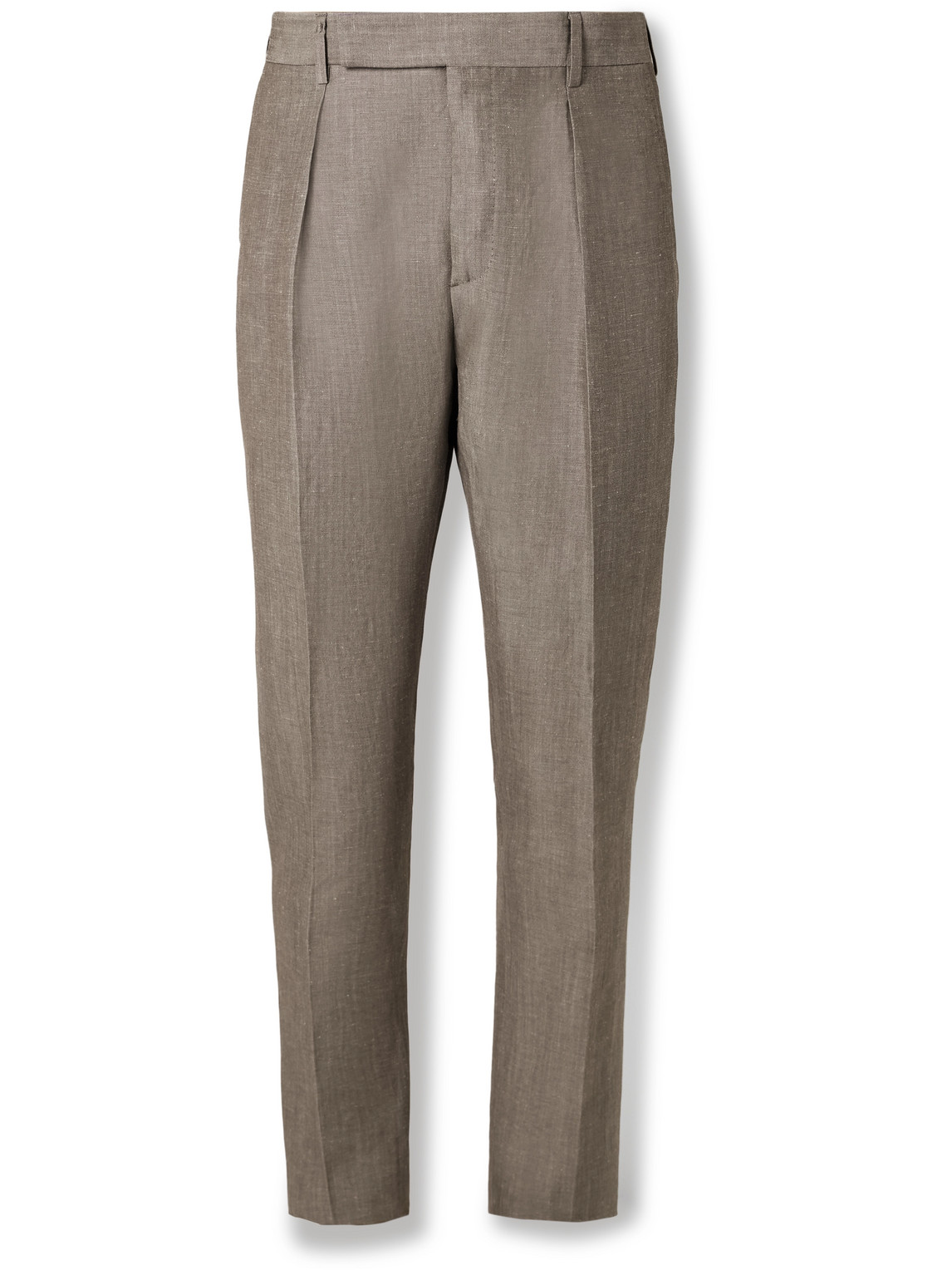 Paul Smith Straight-leg Pleated Linen And Wool-blend Suit Trousers In Brown