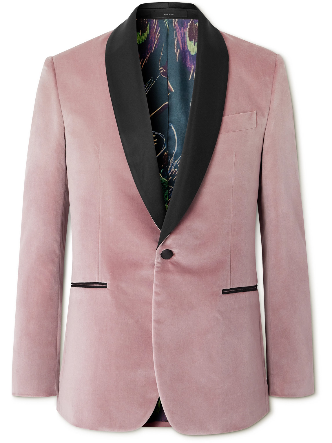 Paul Smith Slim-fit Satin-trimmed Cotton-velvet Tuxedo Jacket In Pink