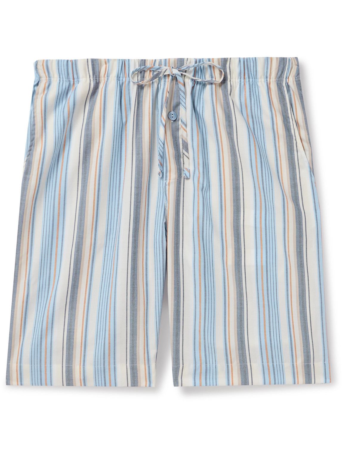 Hanro Night & Day Striped Lyocell And Cotton-blend Drawstring Pyjama Shorts In Blue