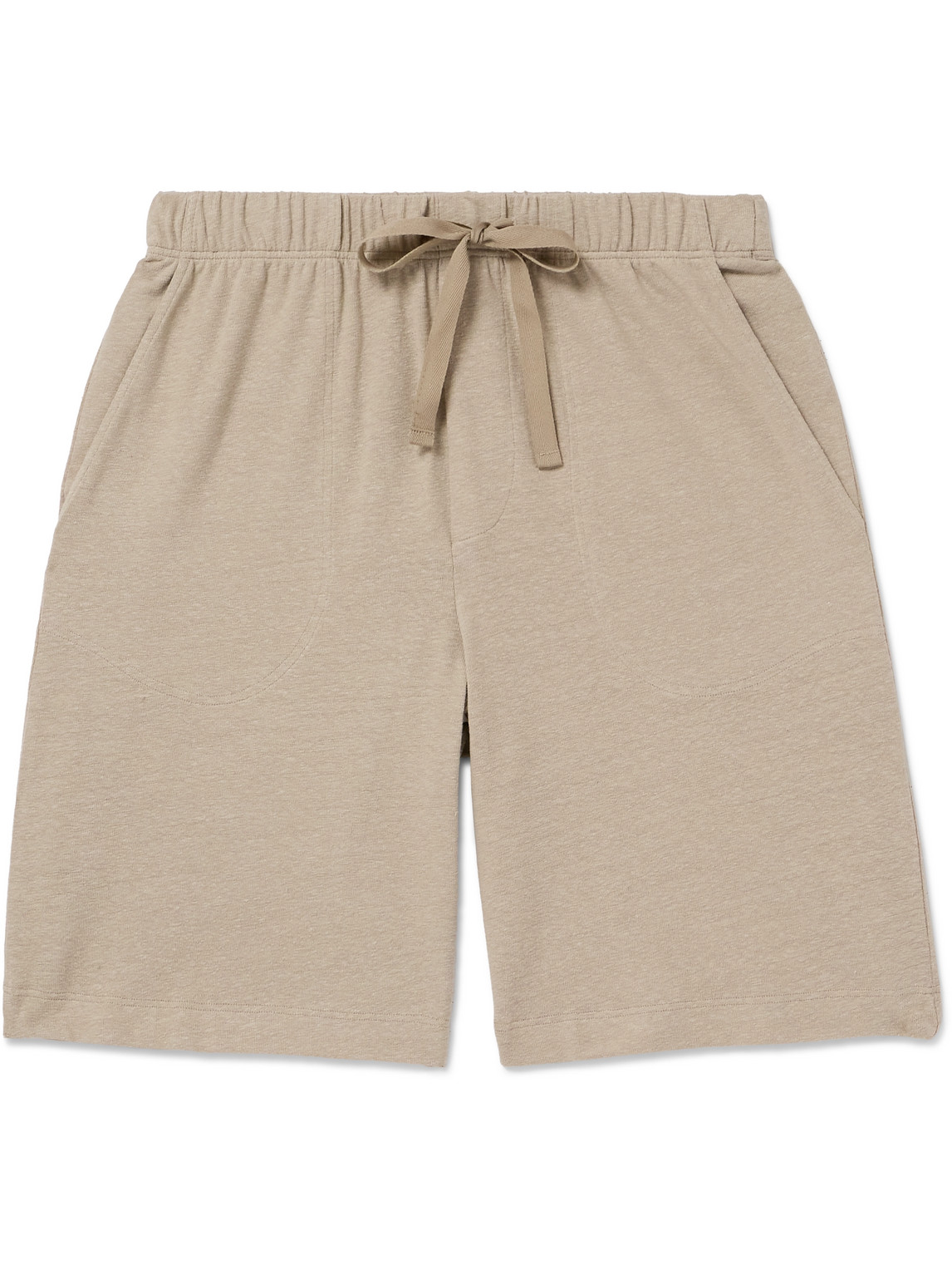 Hanro Straight-leg Stretch-cotton And Linen-blend Jersey Drawstring Shorts In Neutrals